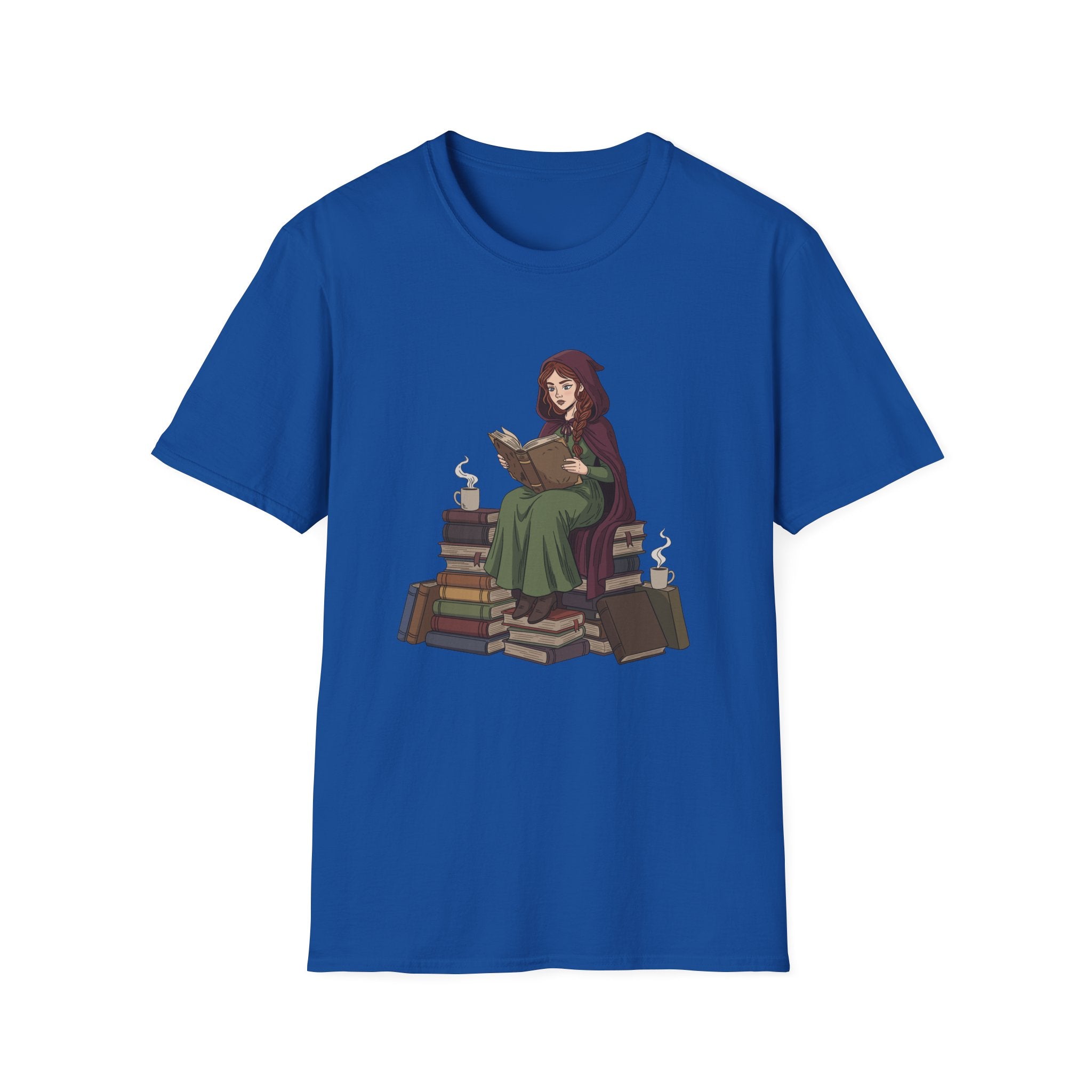 Reading Witch Sitting on a Pile of Books - Graphic T-Shirt