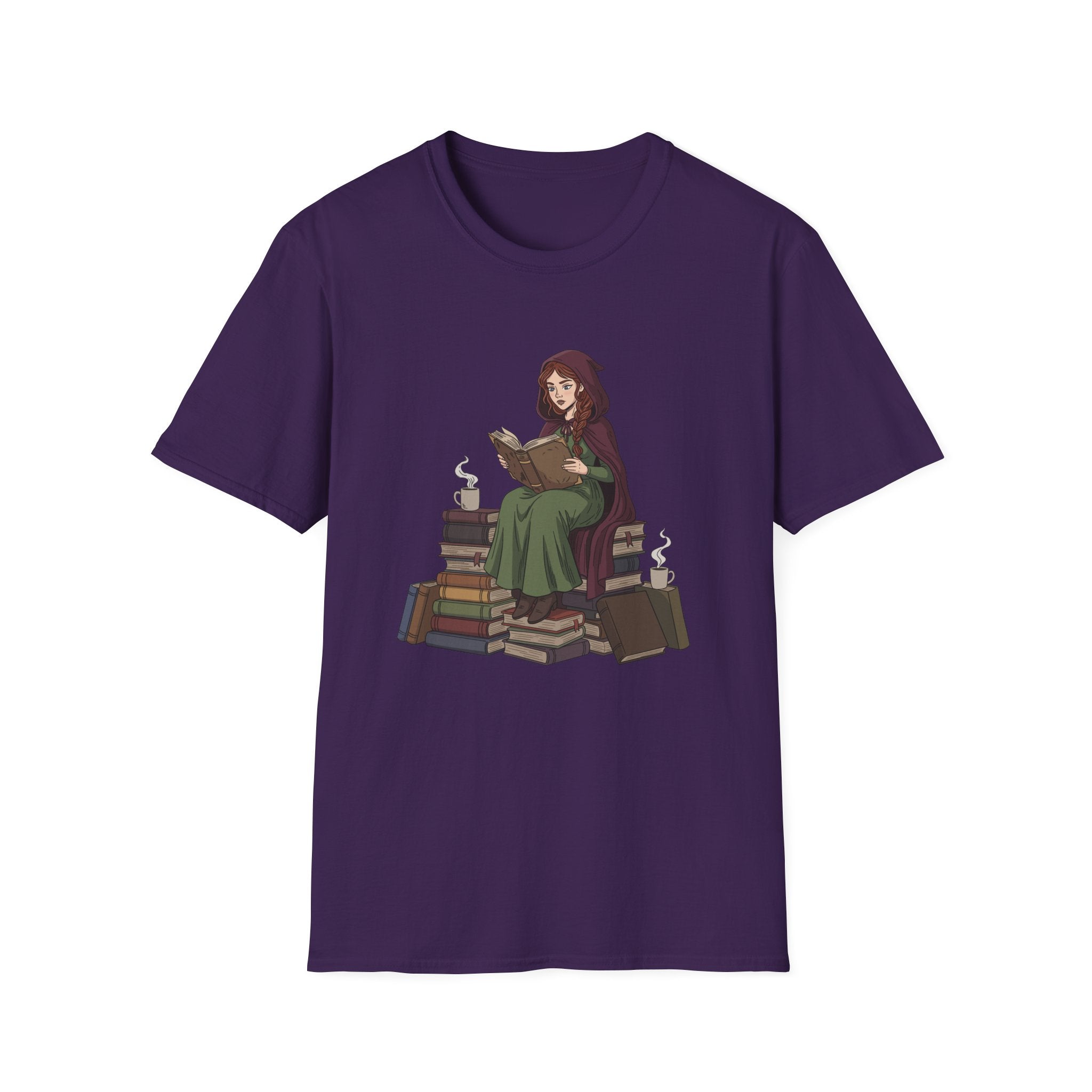 Reading Witch Sitting on a Pile of Books - Graphic T-Shirt