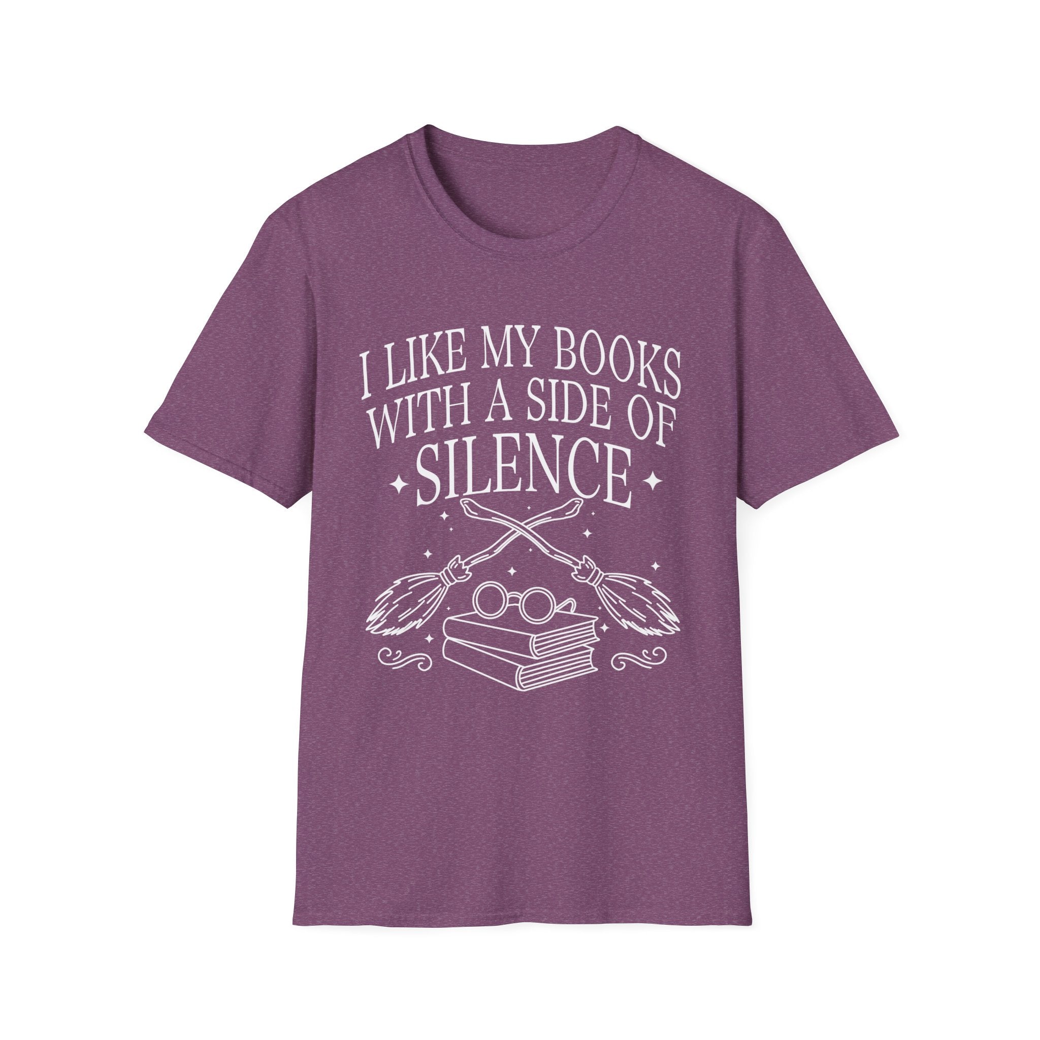 I like my books with a side of silence - Typography T-Shirt