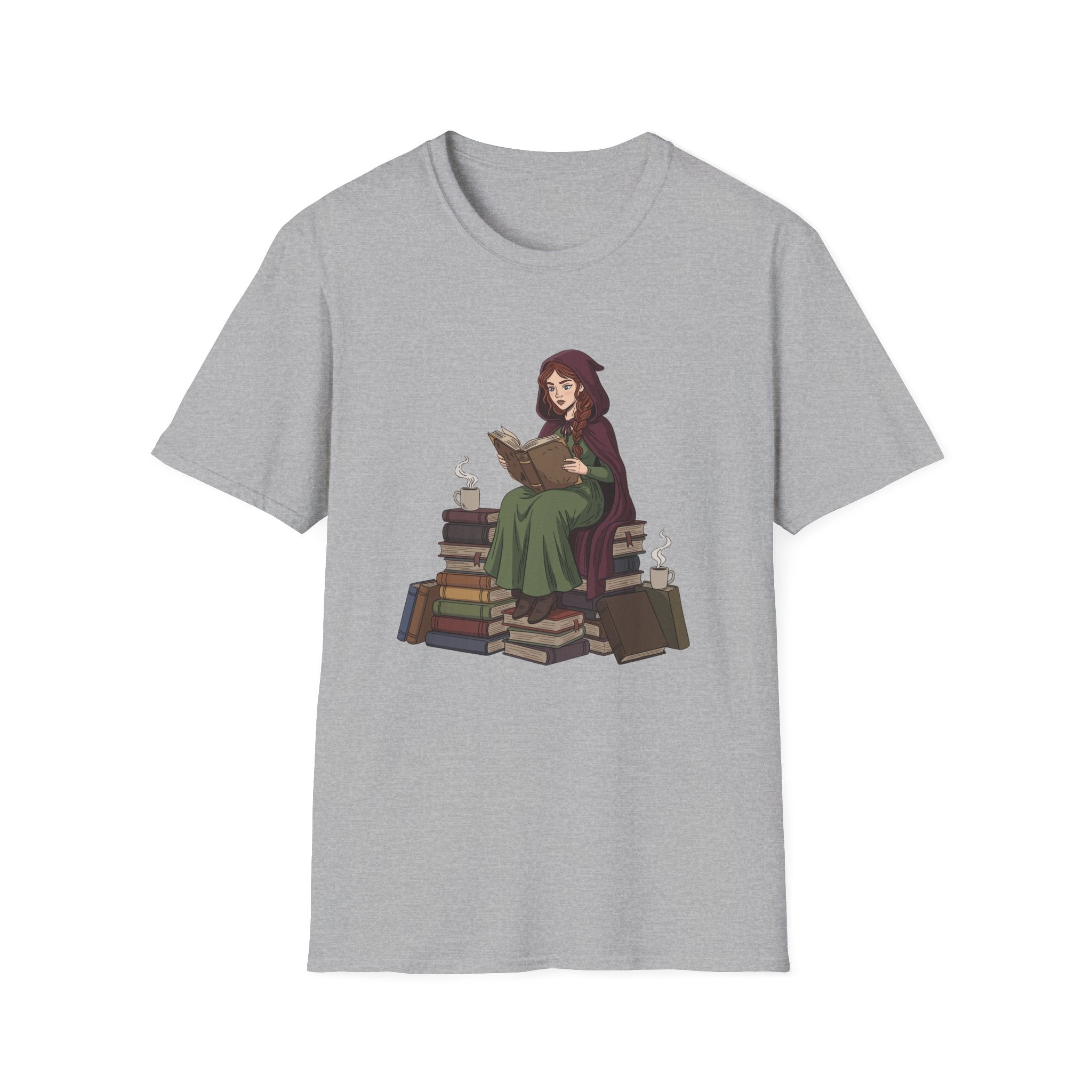 Reading Witch Sitting on a Pile of Books - Graphic T-Shirt