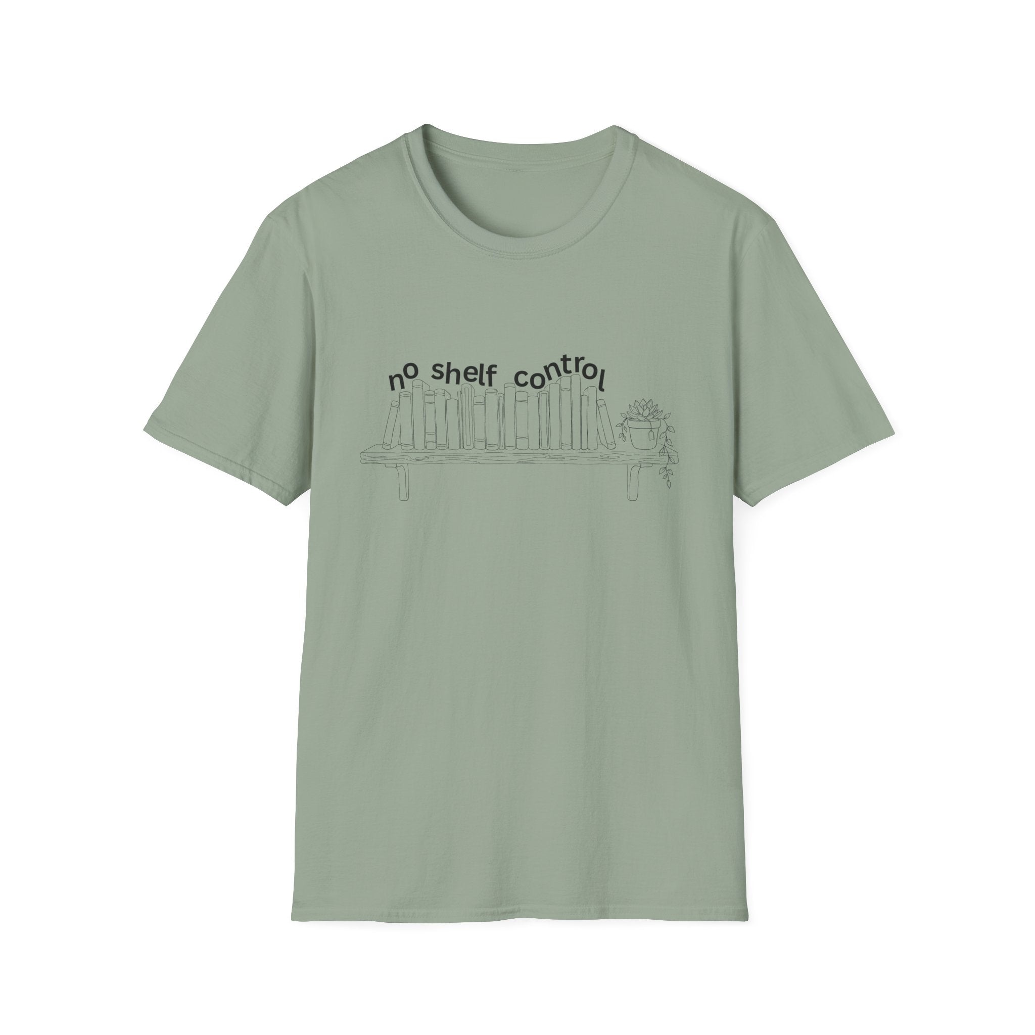 no shelf control - Book shelf with plant, Funky T-Shirt