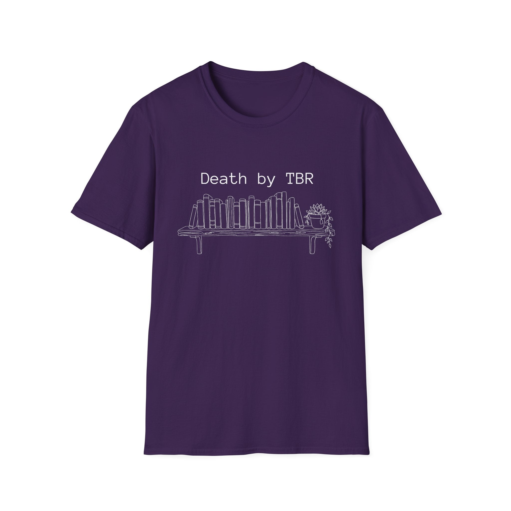 Death by TBR - Book shelf with plant T-Shirt