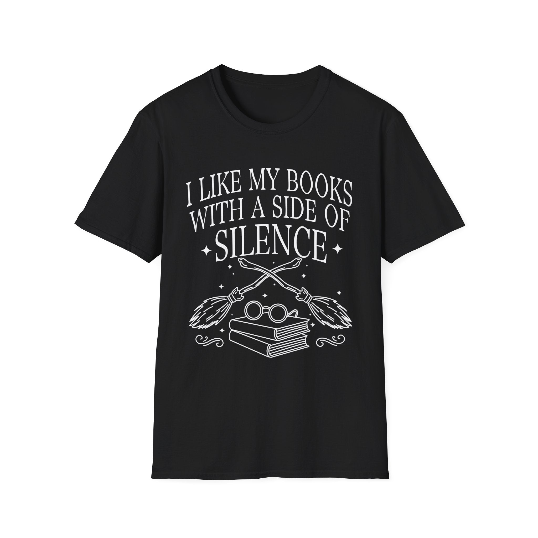 I like my books with a side of silence - Typography T-Shirt