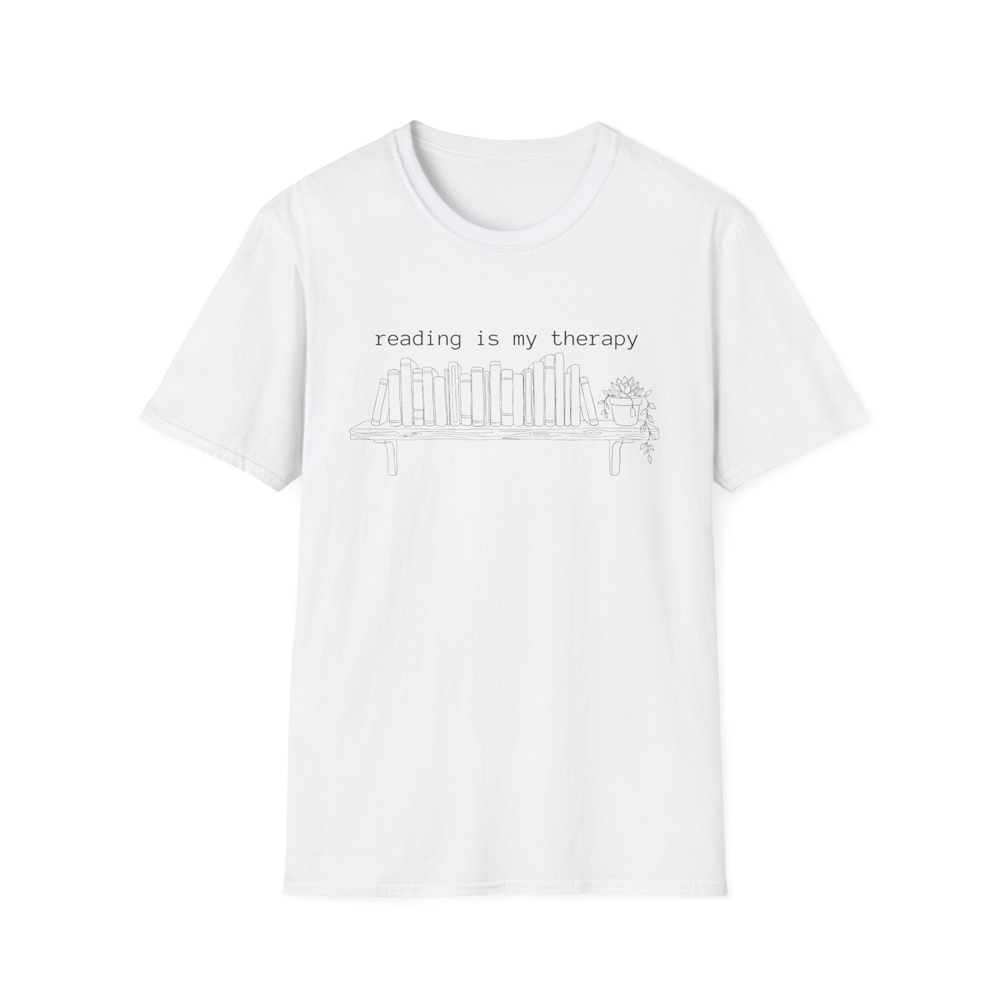 reading is my therapy - Book shelf with plant T-Shirt