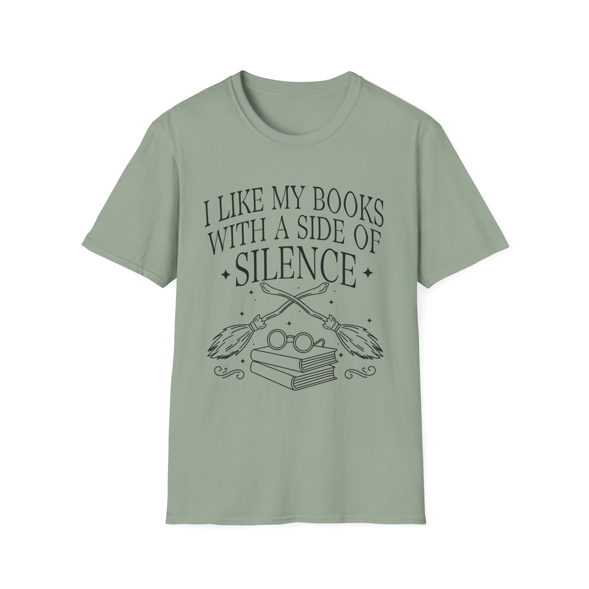 I like my books with a side of silence - Typography T-Shirt