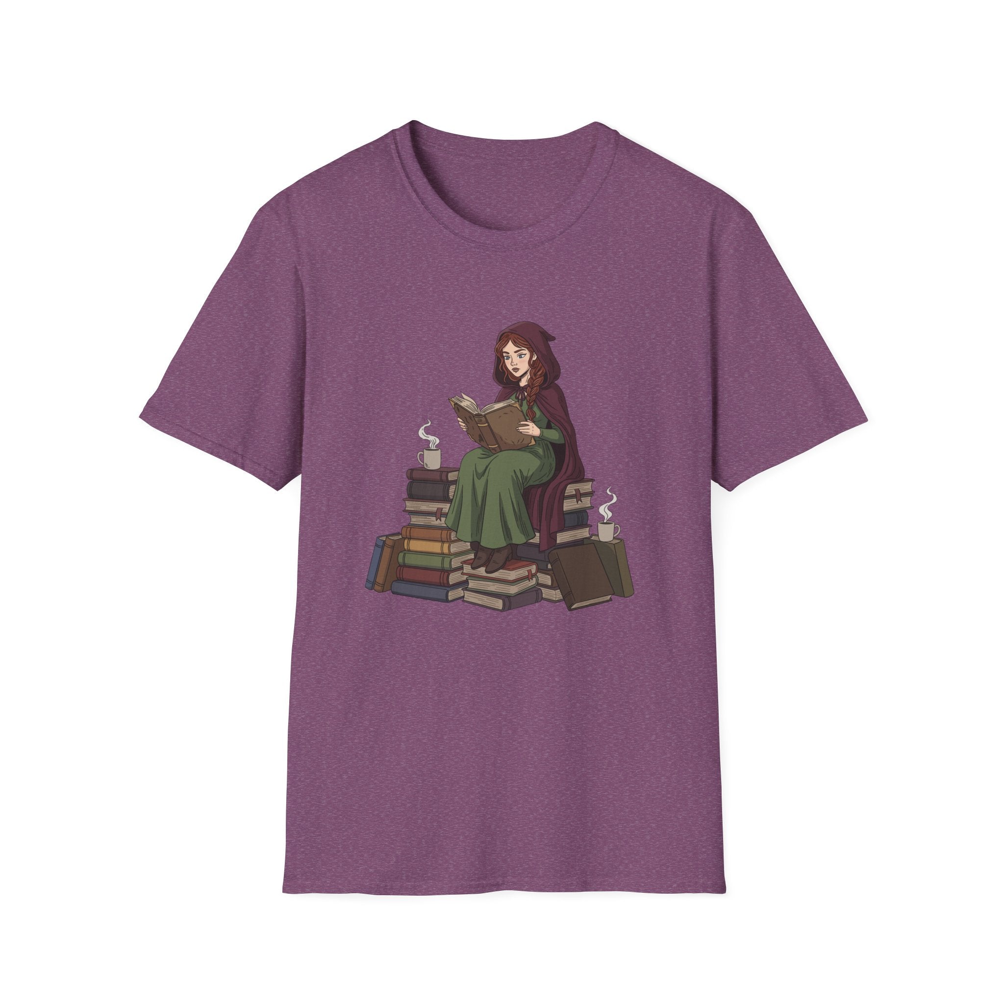 Reading Witch Sitting on a Pile of Books - Graphic T-Shirt