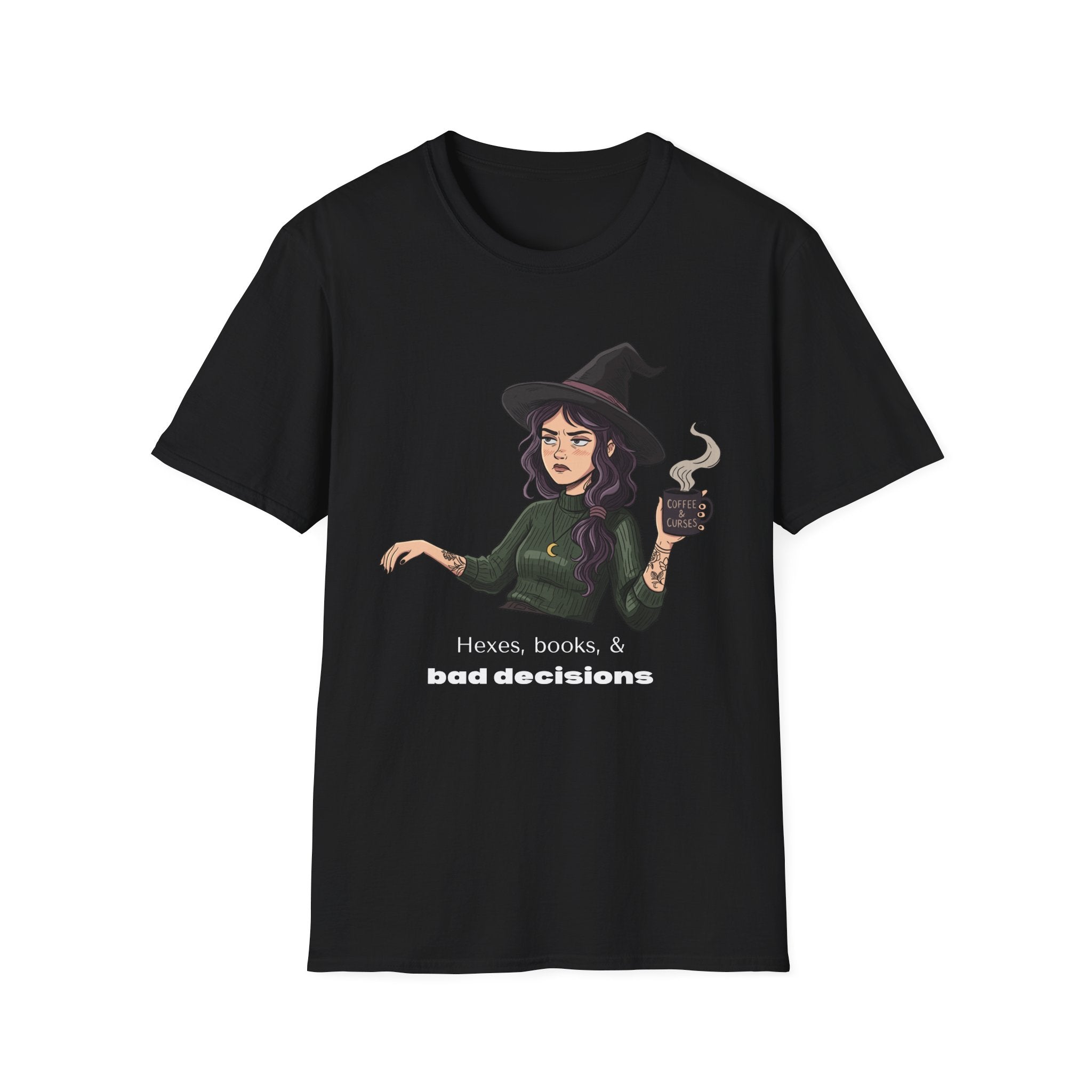 Hexes, books, & bad decisions - Moody Witch Graphic T-Shirt