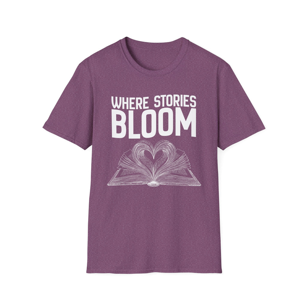 Where stories bloom - Heart Book T-Shirt