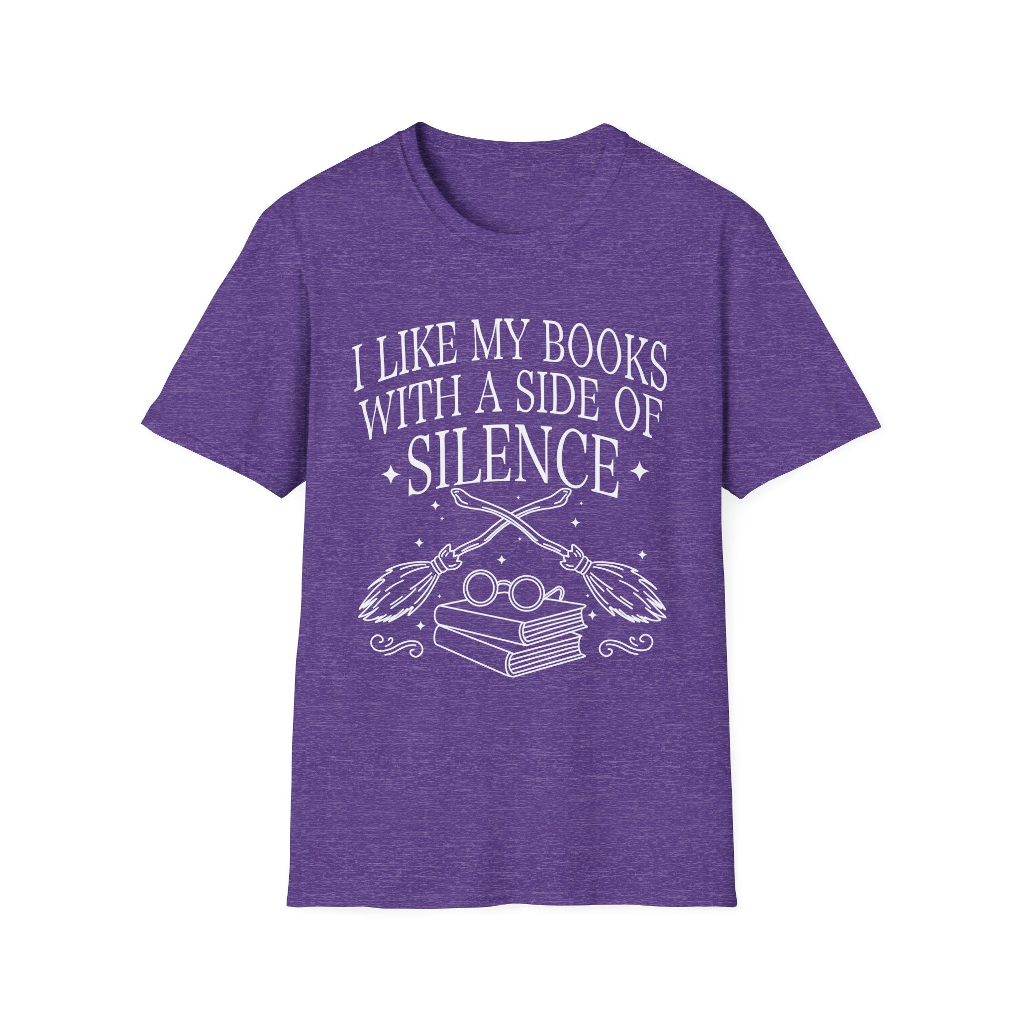 I like my books with a side of silence - Typography T-Shirt
