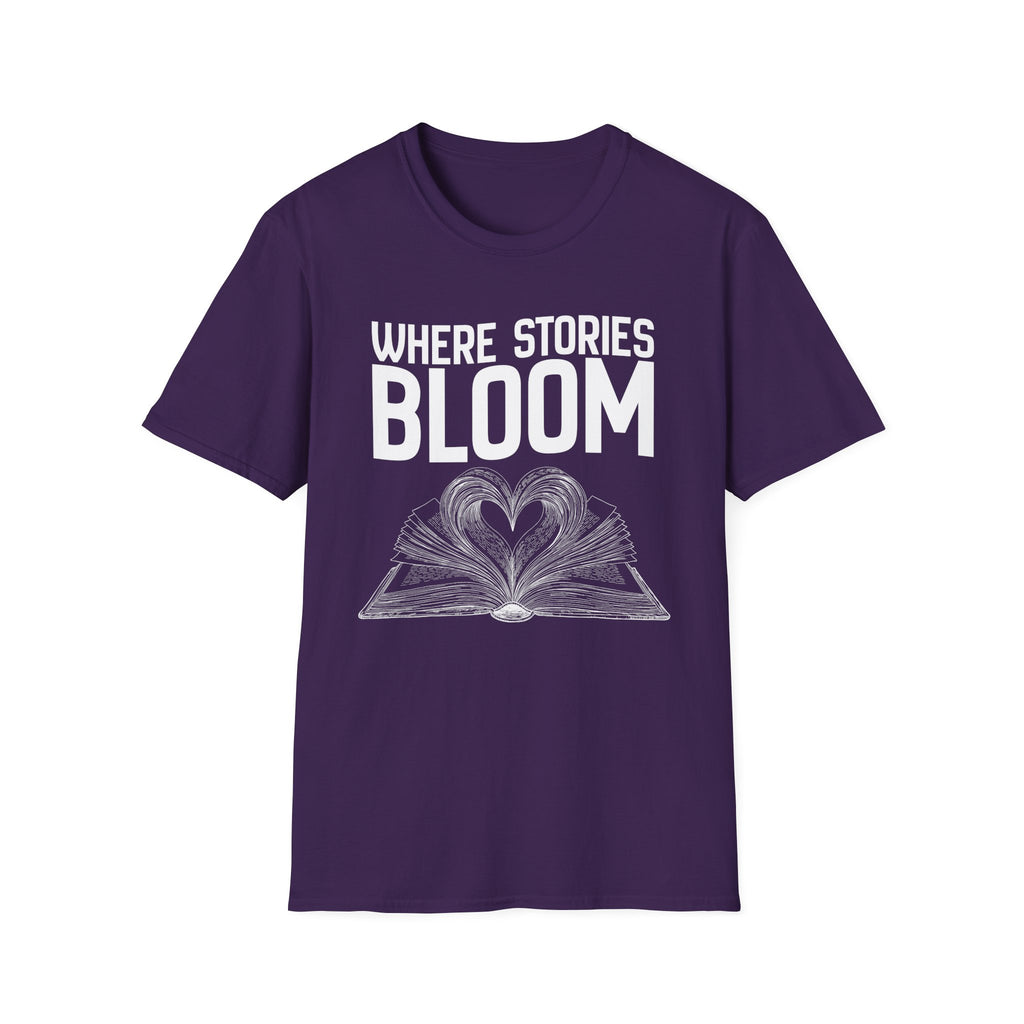 Where stories bloom - Heart Book T-Shirt