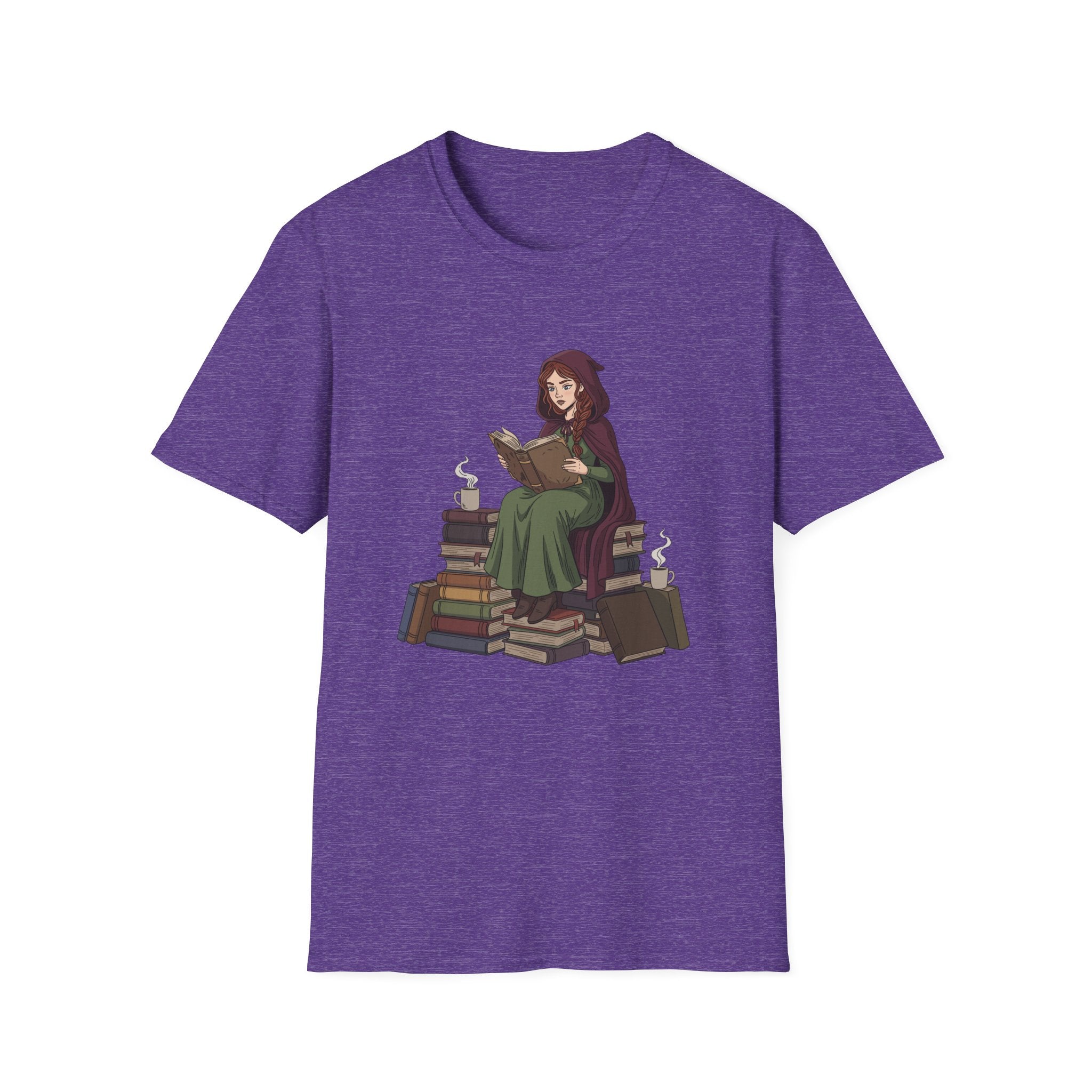 Reading Witch Sitting on a Pile of Books - Graphic T-Shirt