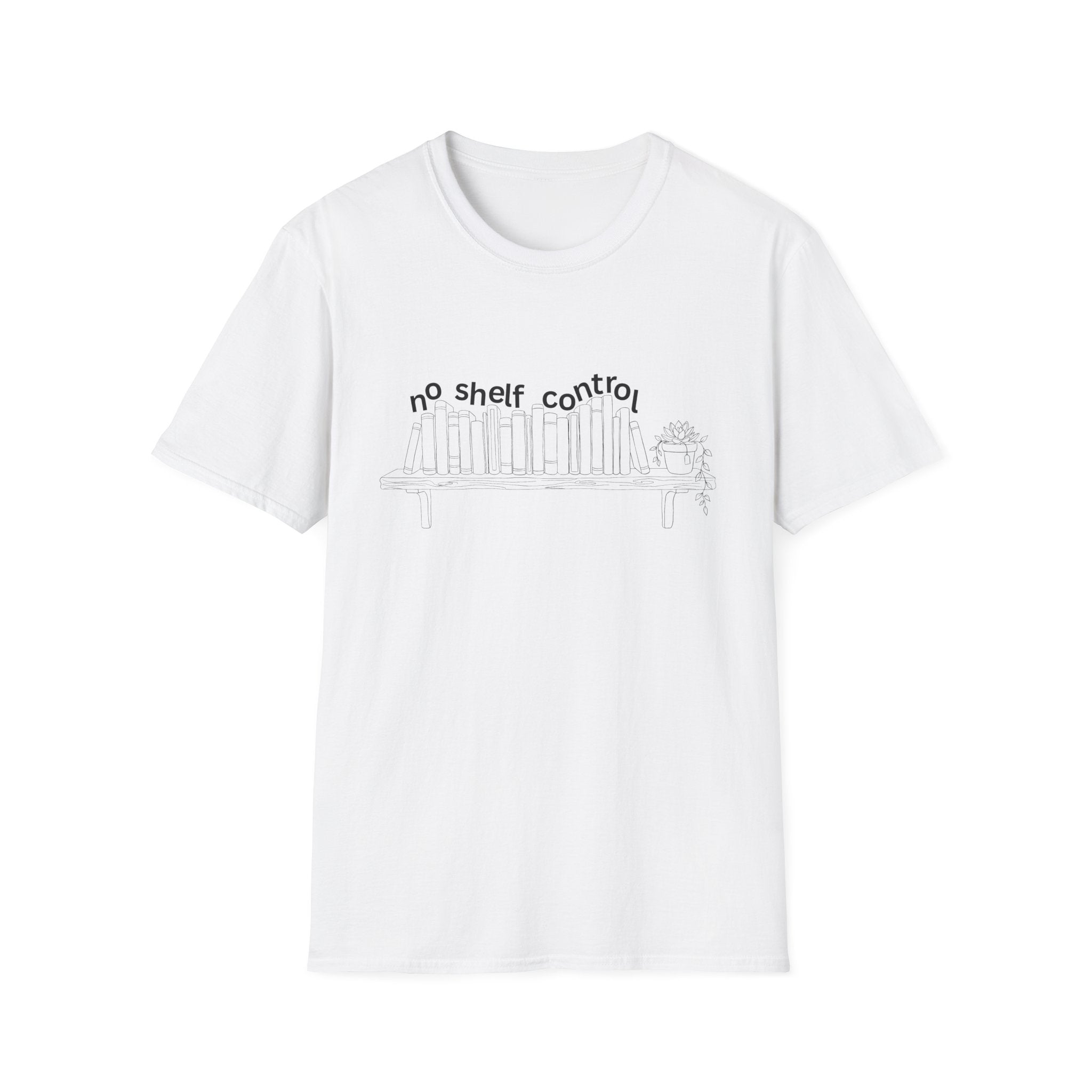no shelf control - Book shelf with plant, Funky T-Shirt