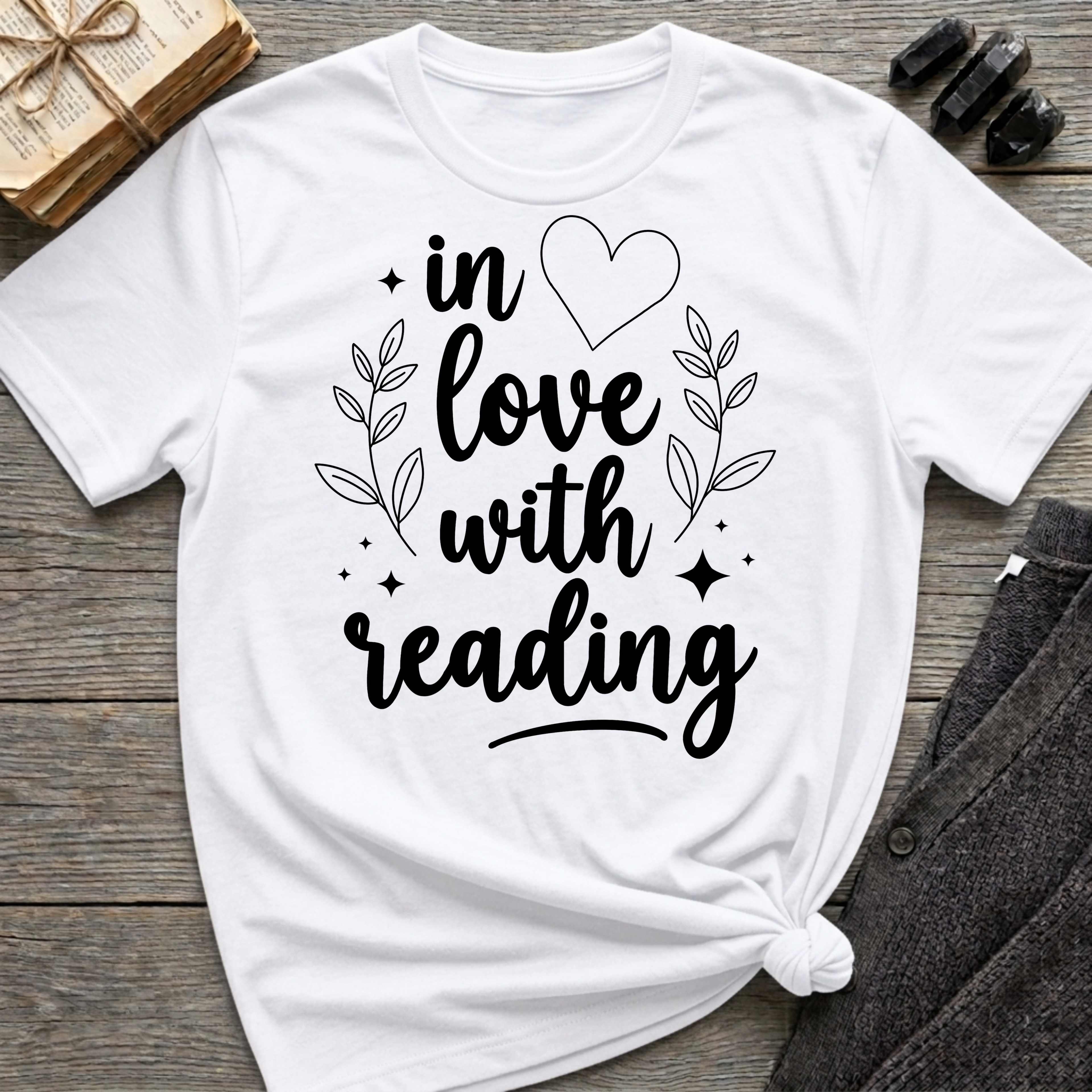in love with reading - Typography T-Shirt
