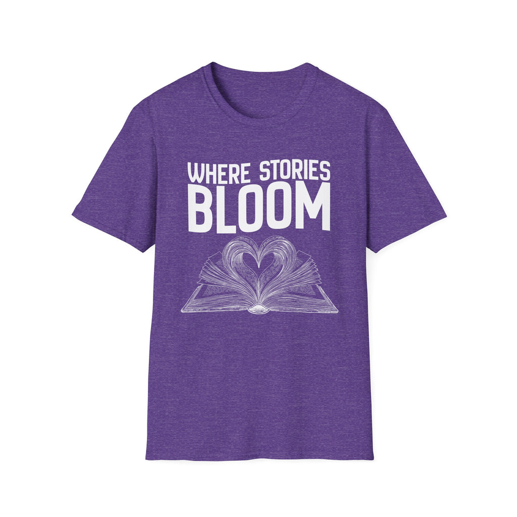 Where stories bloom - Heart Book T-Shirt