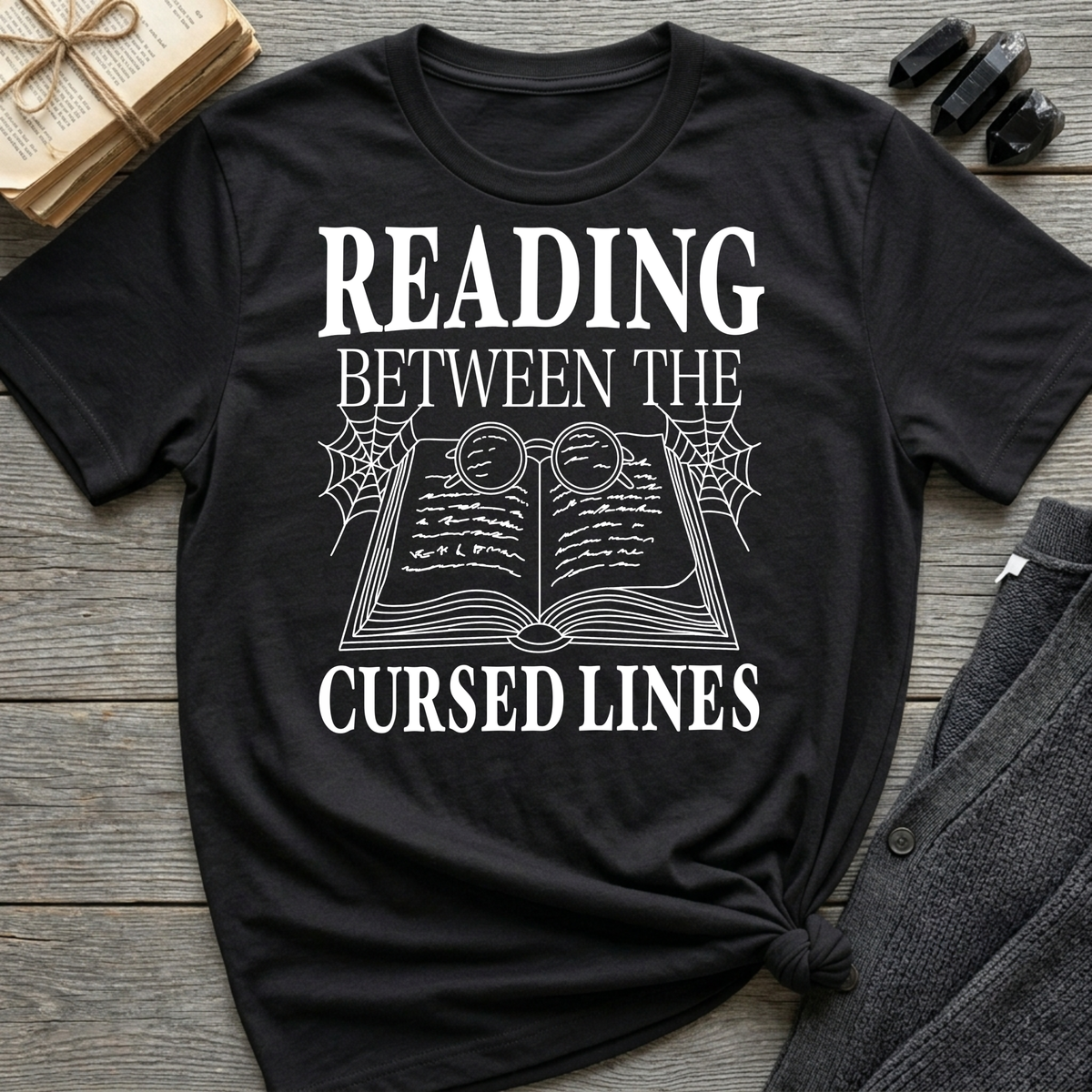 Reading between the cursed lines - Typography T-Shirt