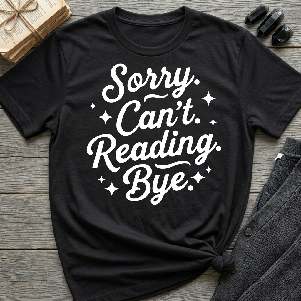 Sorry. Can't. Reading. Bye. - Typography T-Shirt