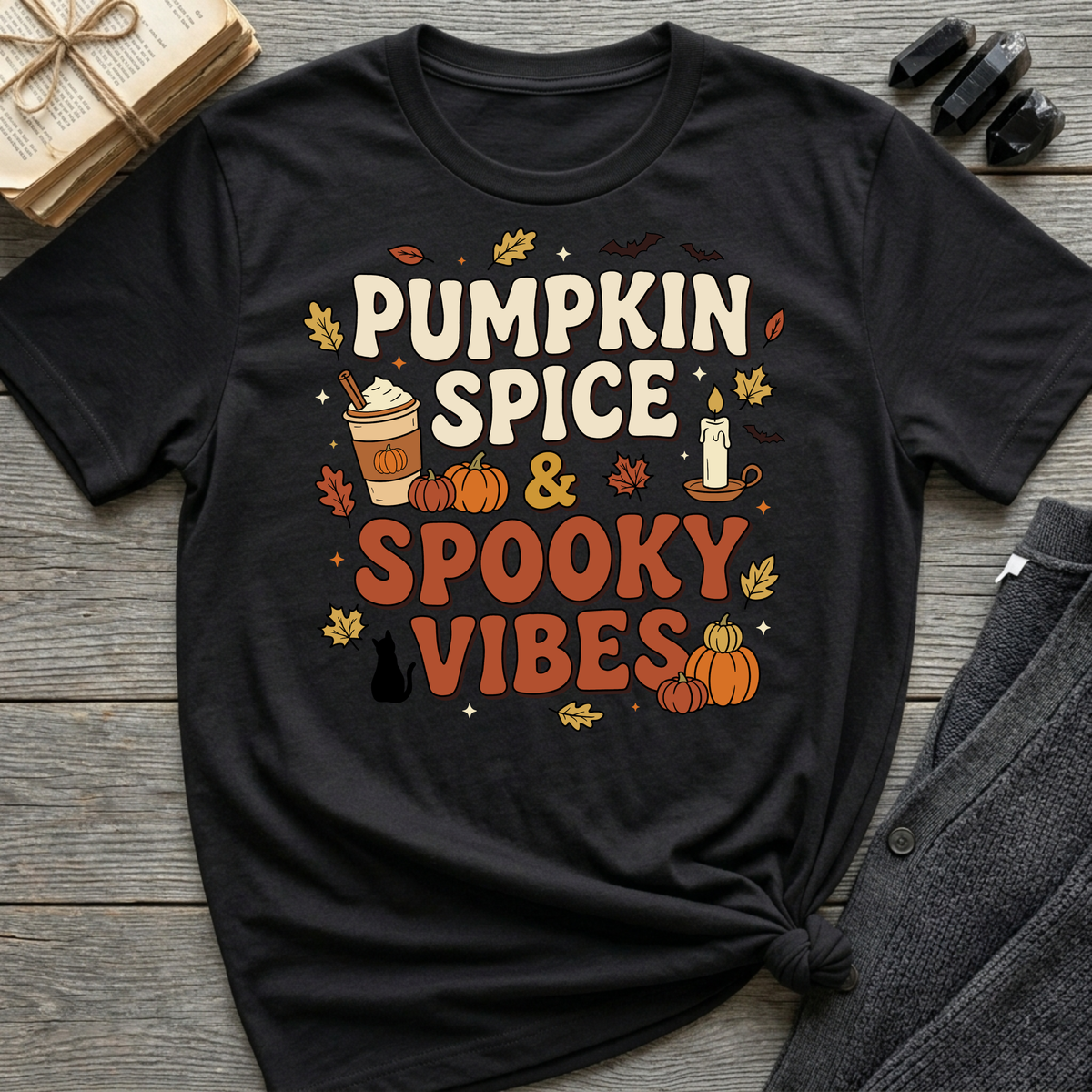 Pumpkin Spice & Spooky Vibes - Graphic T-Shirt