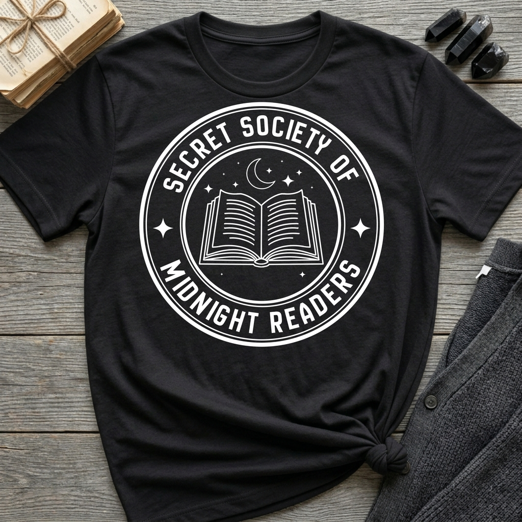 Secret society of midnight readers - Typography T-Shirt