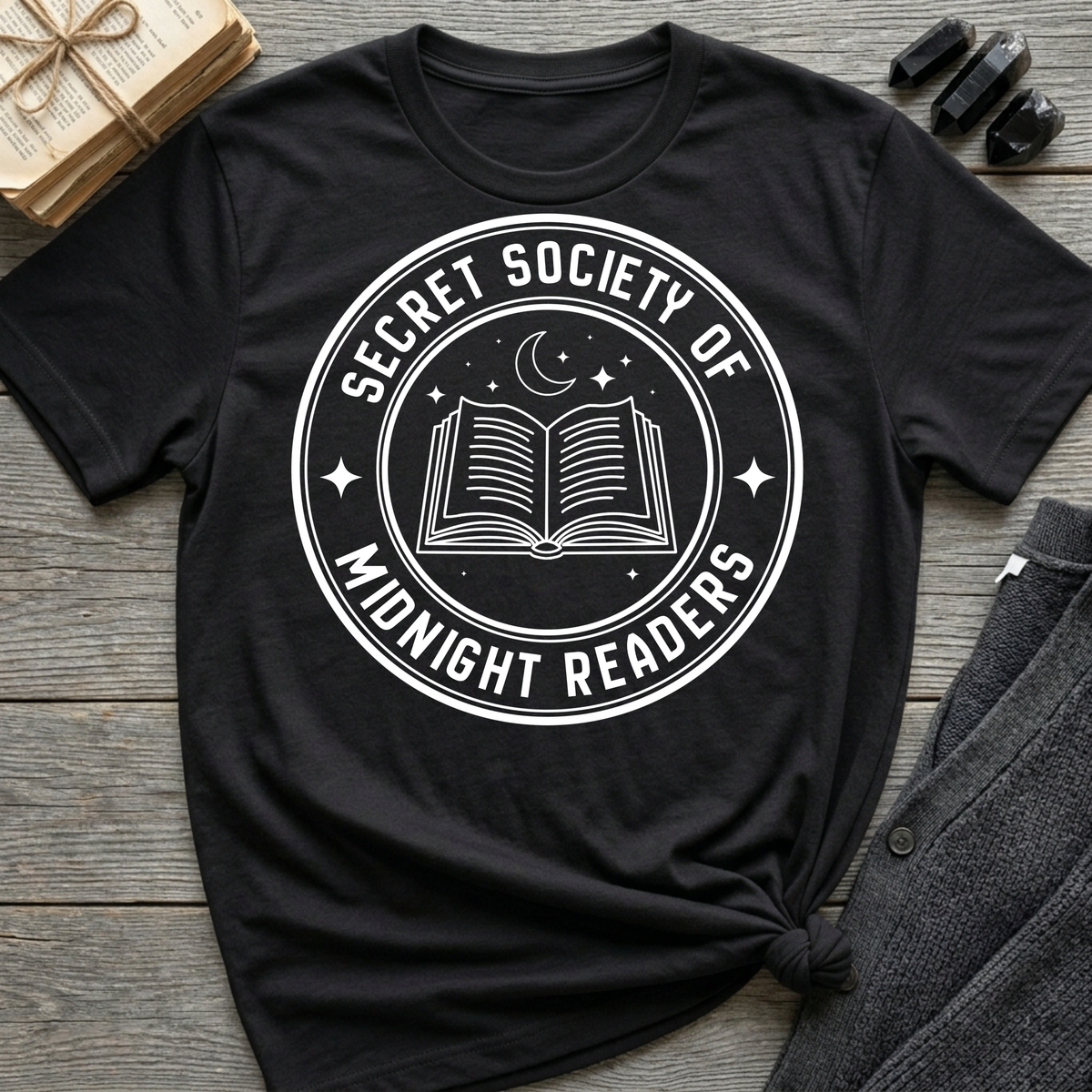 Secret society of midnight readers - Typography T-Shirt