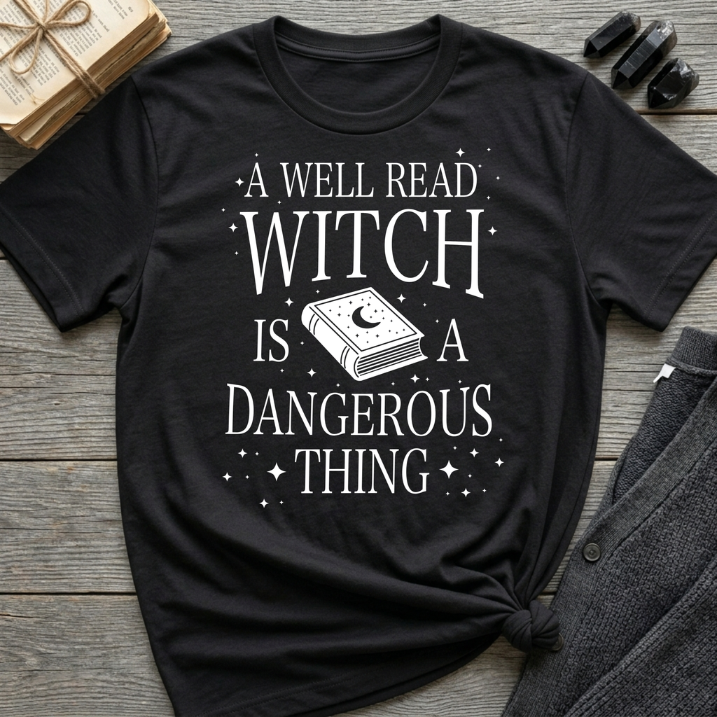 A Well Read Witch Is A Dangerous Thing - Typography T-Shirt