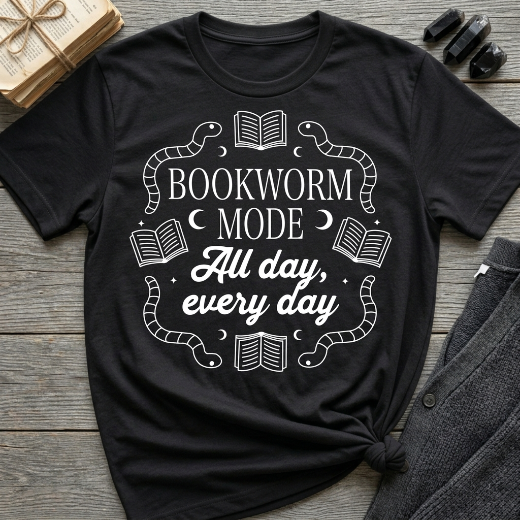 Bookworm Mode - Typography T-Shirt
