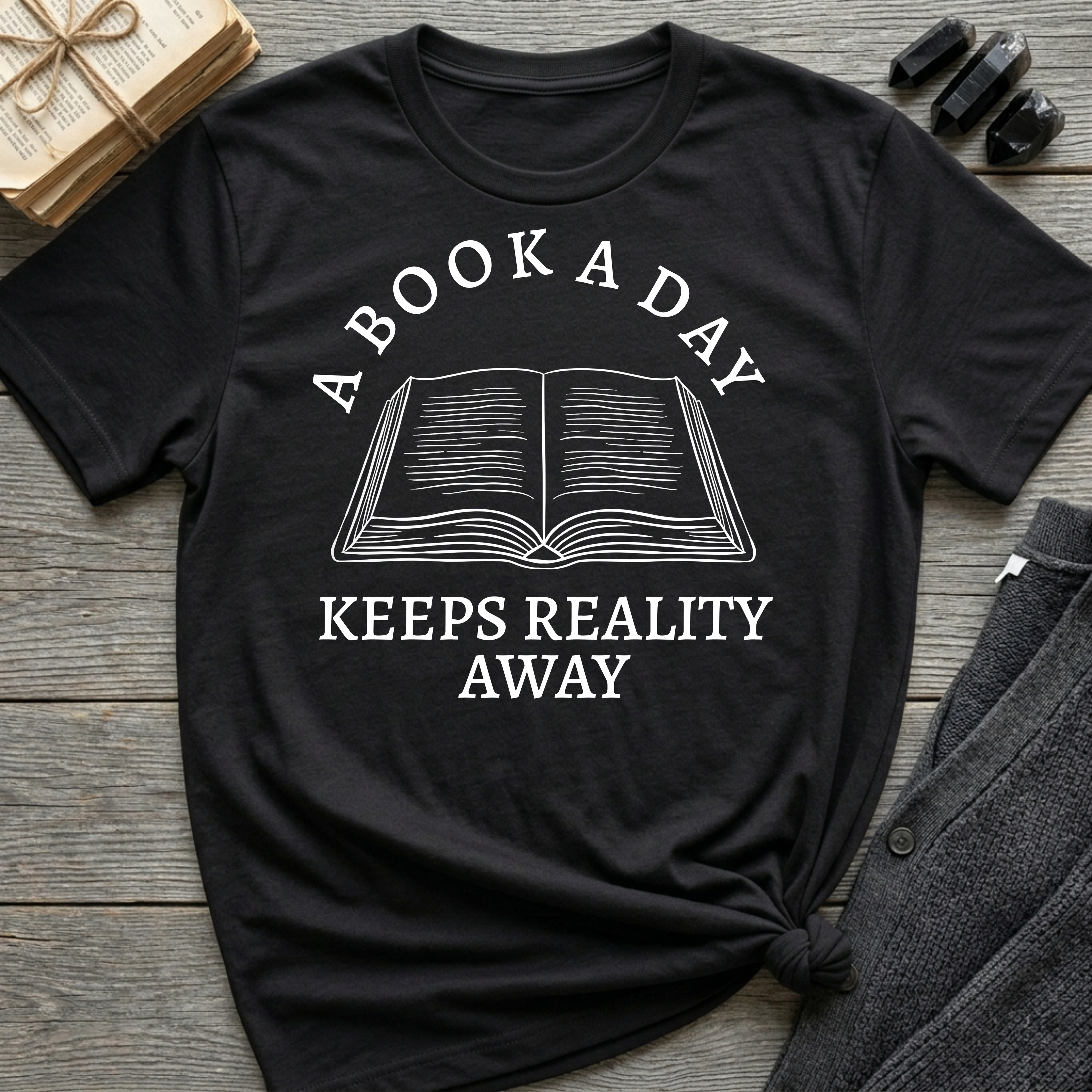 A book a day keeps reality away - Open book T-Shirt