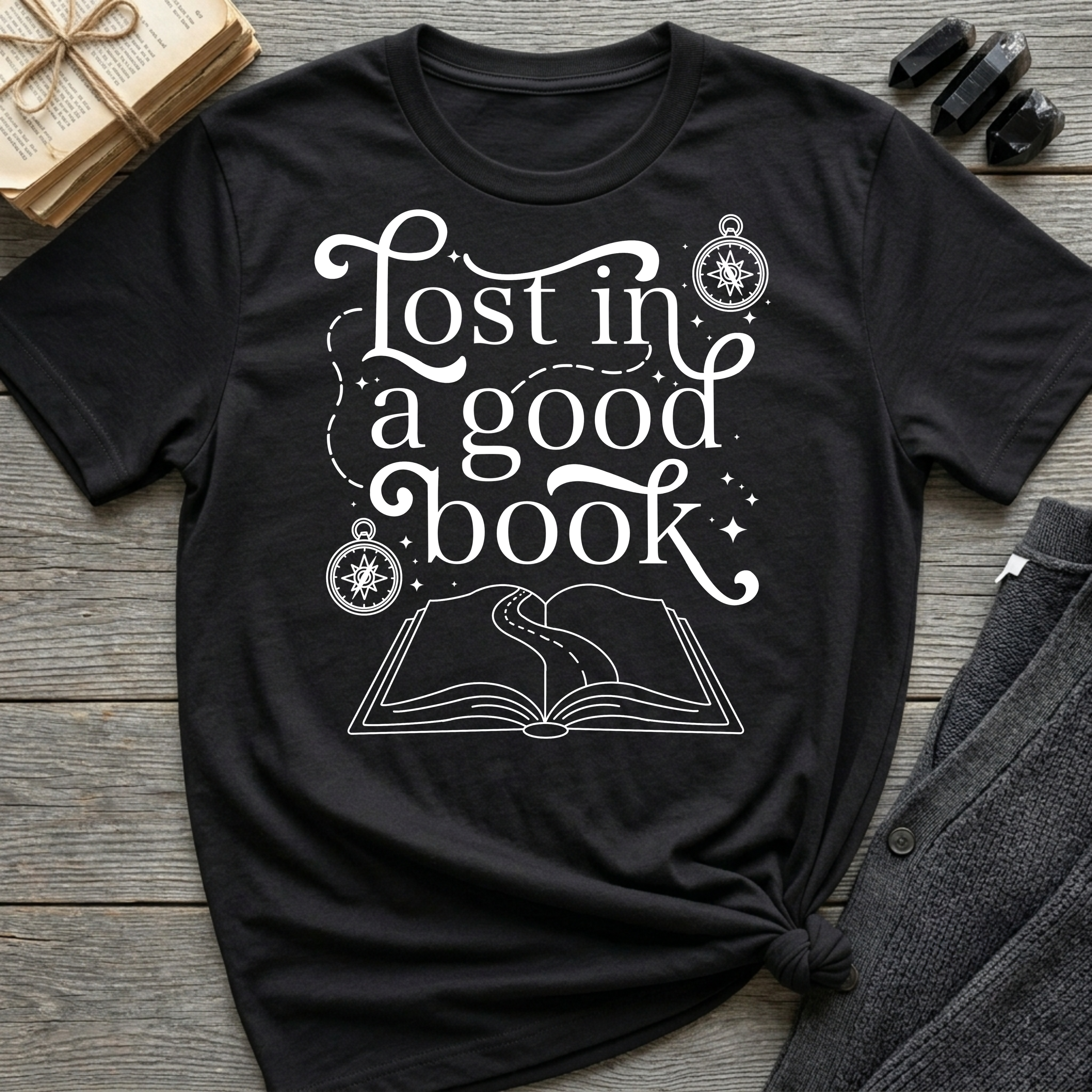 Lost in a good book - Typography T-Shirt