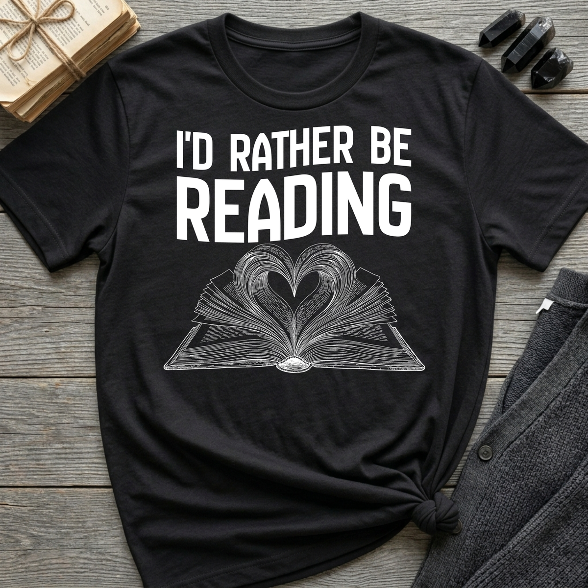 I'd rather be reading - Heart Book T-Shirt