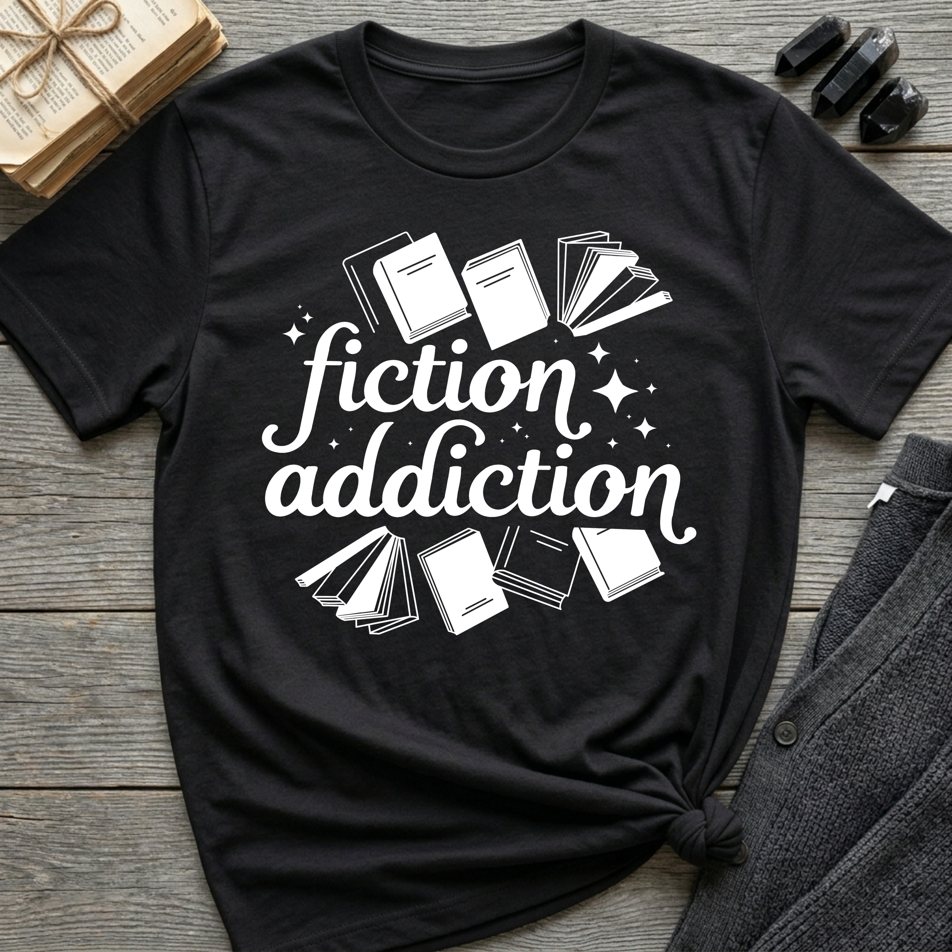 Fiction Addiction - Typography T-Shirt