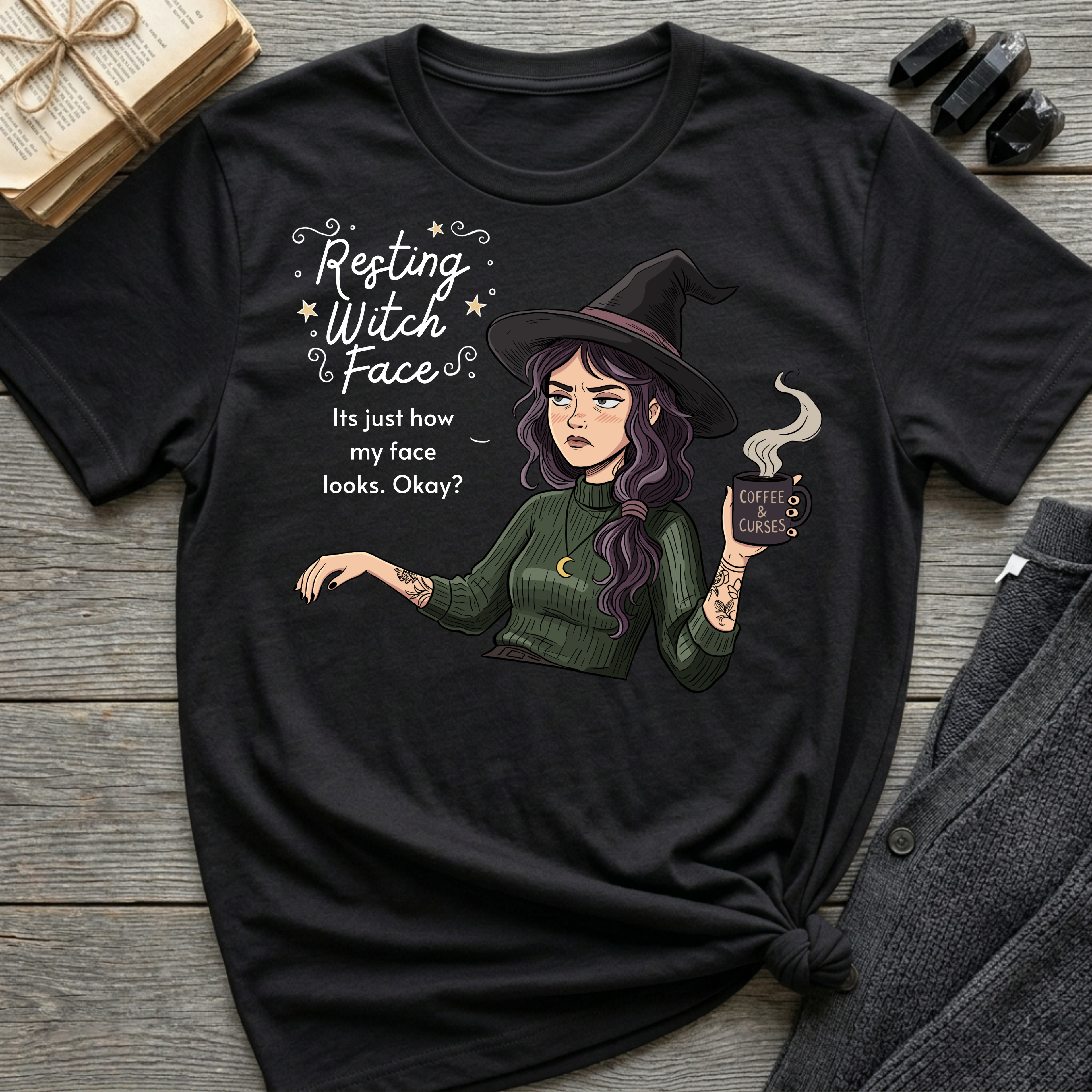 Resting Witch Face - Moody Witch Graphic T-Shirt
