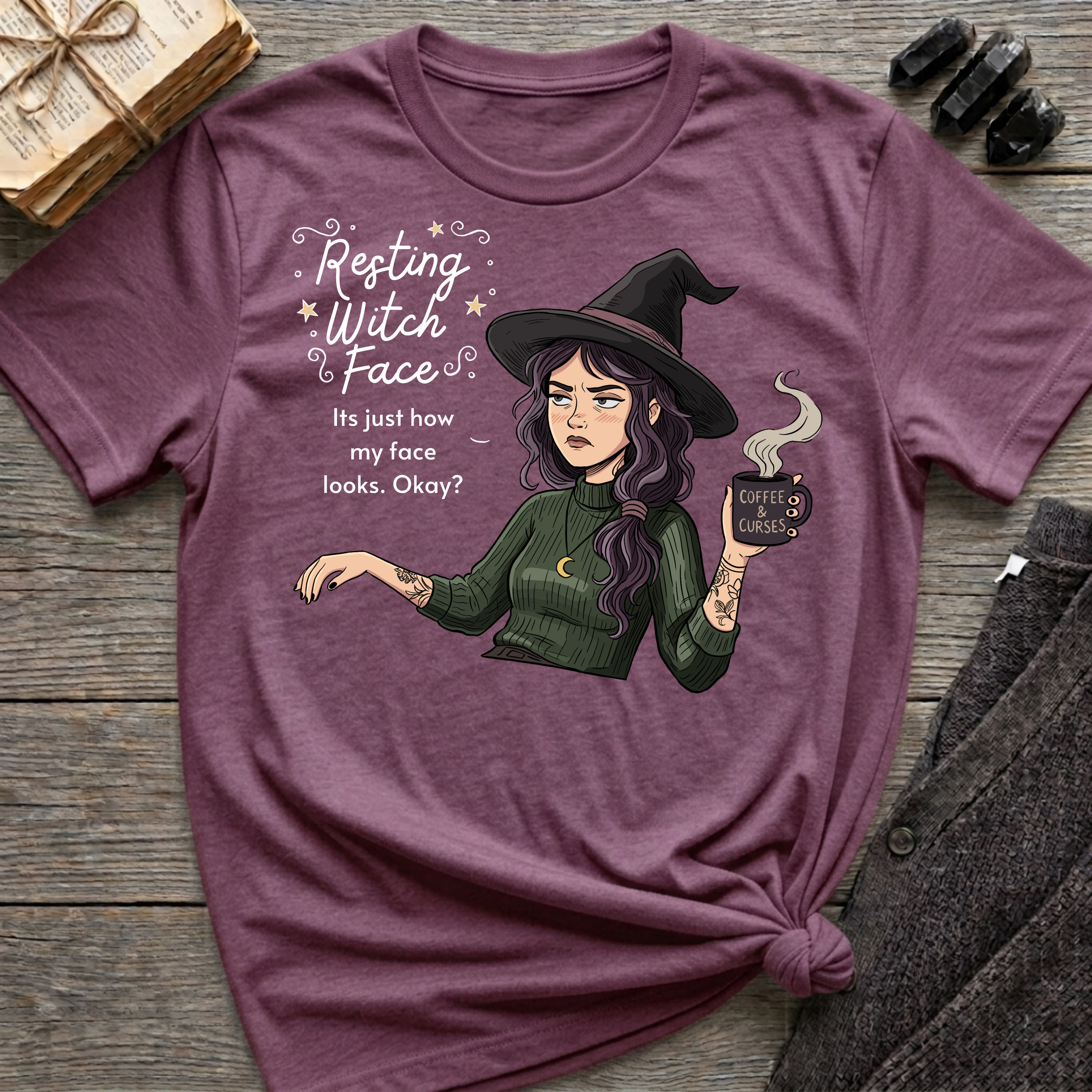 Resting Witch Face - Moody Witch Graphic T-Shirt