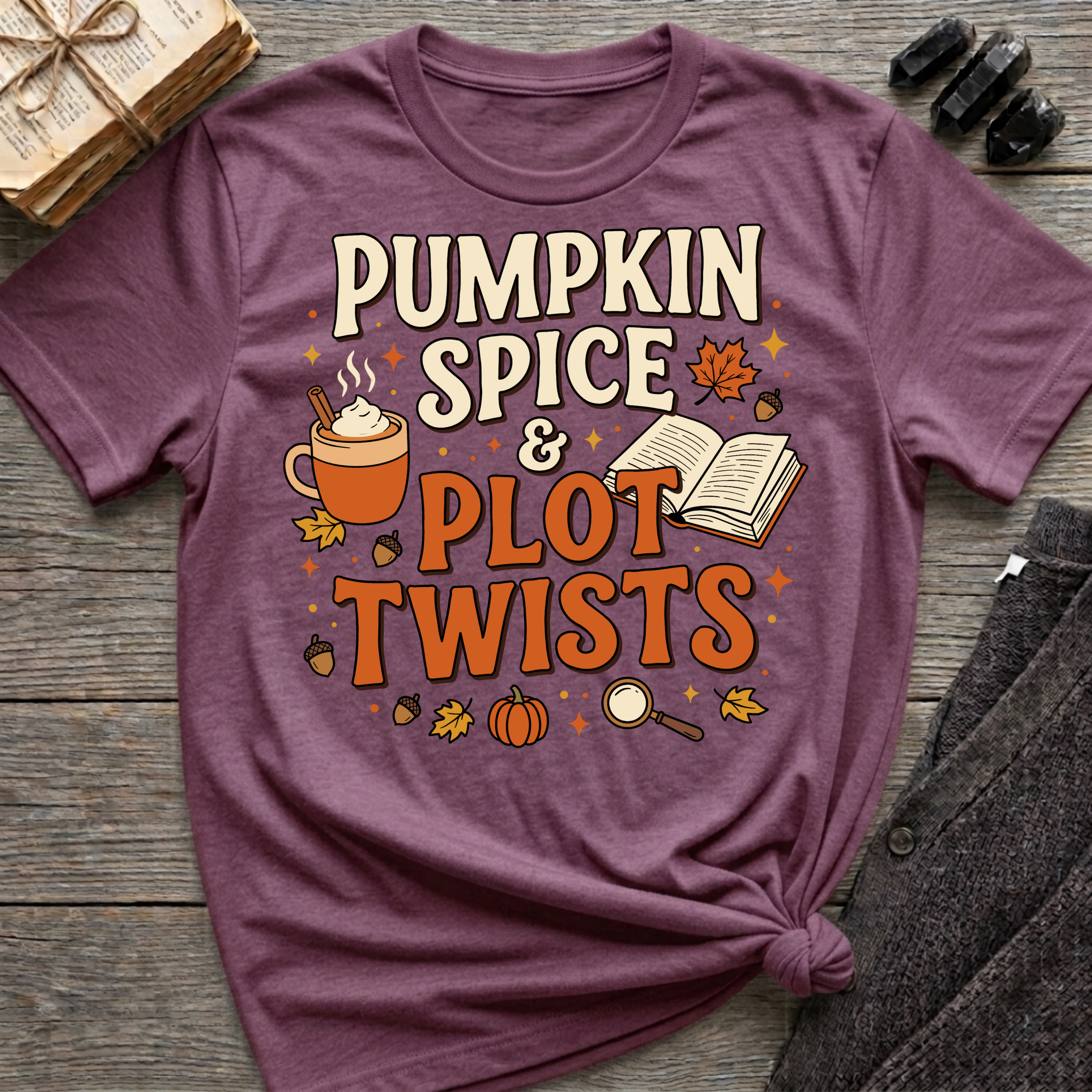 Pumpkin Spice & Plot Twists - Graphic T-Shirt