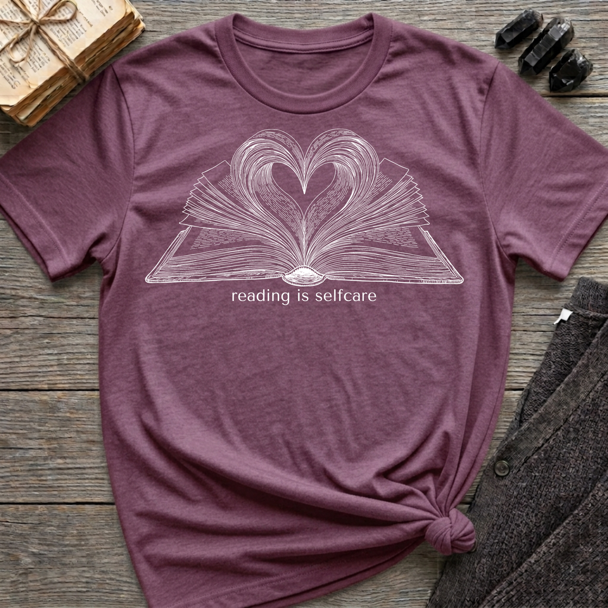 reading is my selfcare - Heart Book T-Shirt