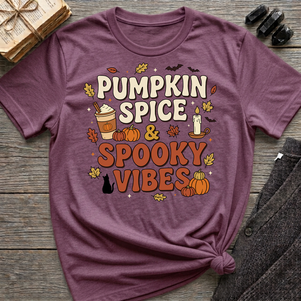 Pumpkin Spice & Spooky Vibes - Graphic T-Shirt