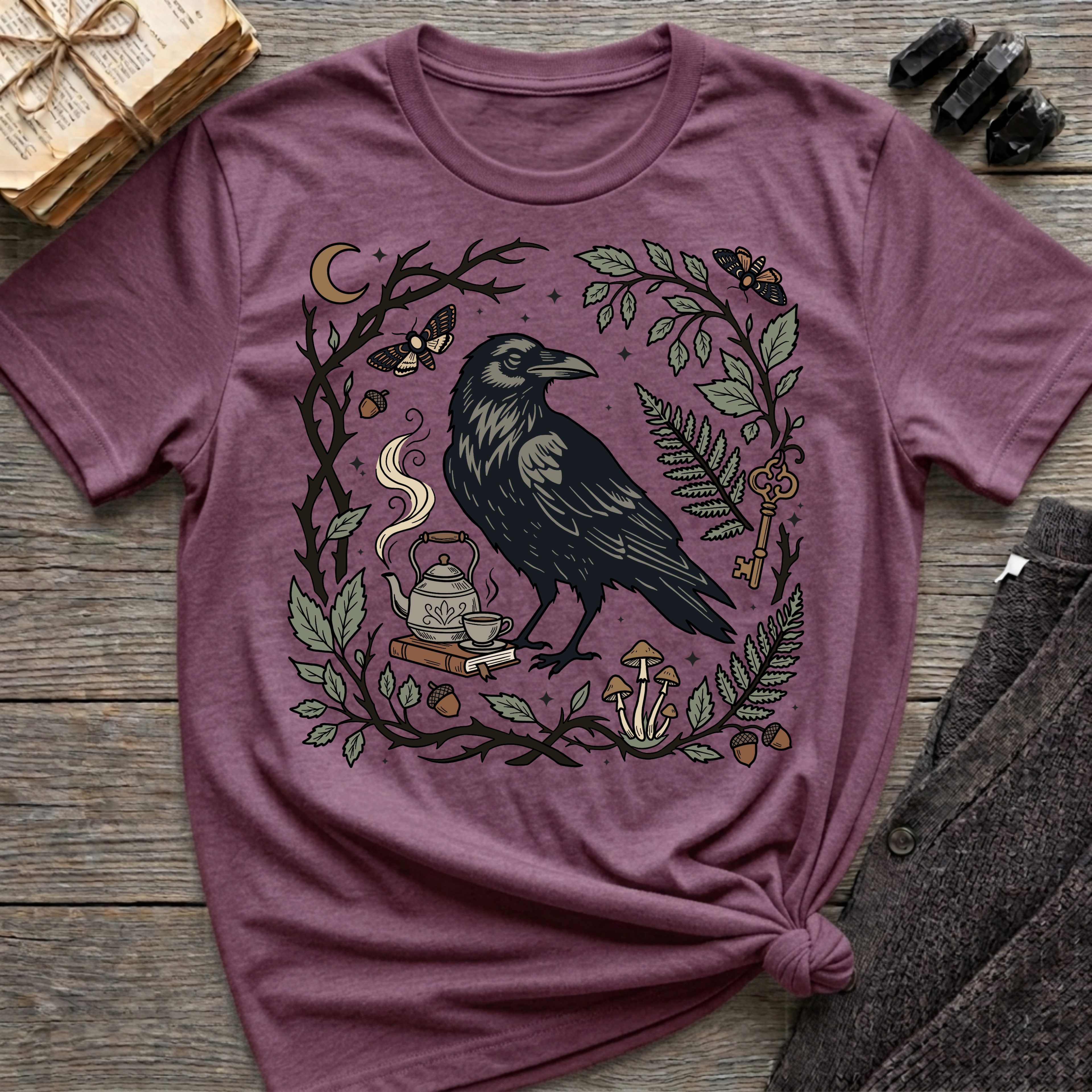 Raven, Tea & Nature - Graphic T-Shirt