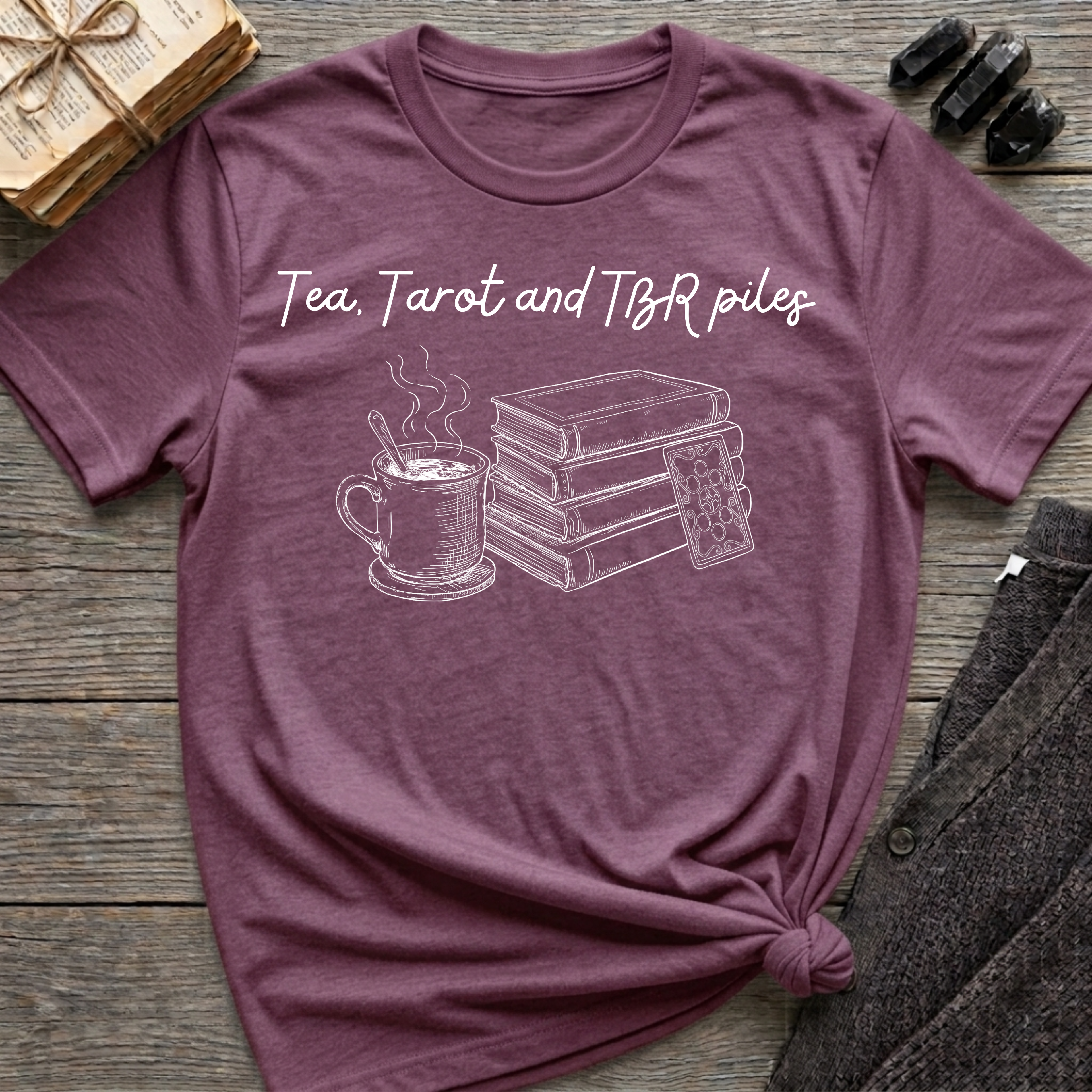 Tea, Tarot and TBR piles - T-Shirt
