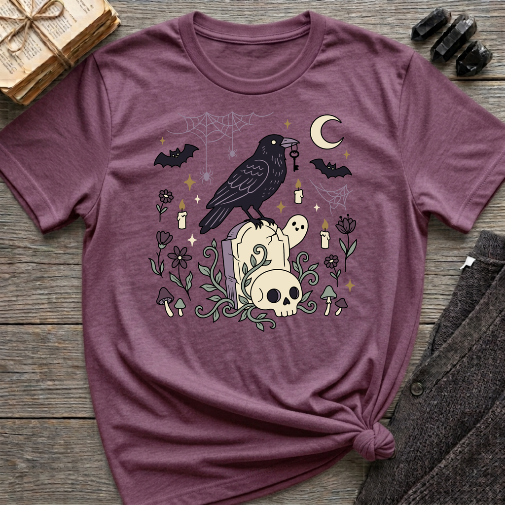 Raven, Skull & Moon - Graphic T-Shirt