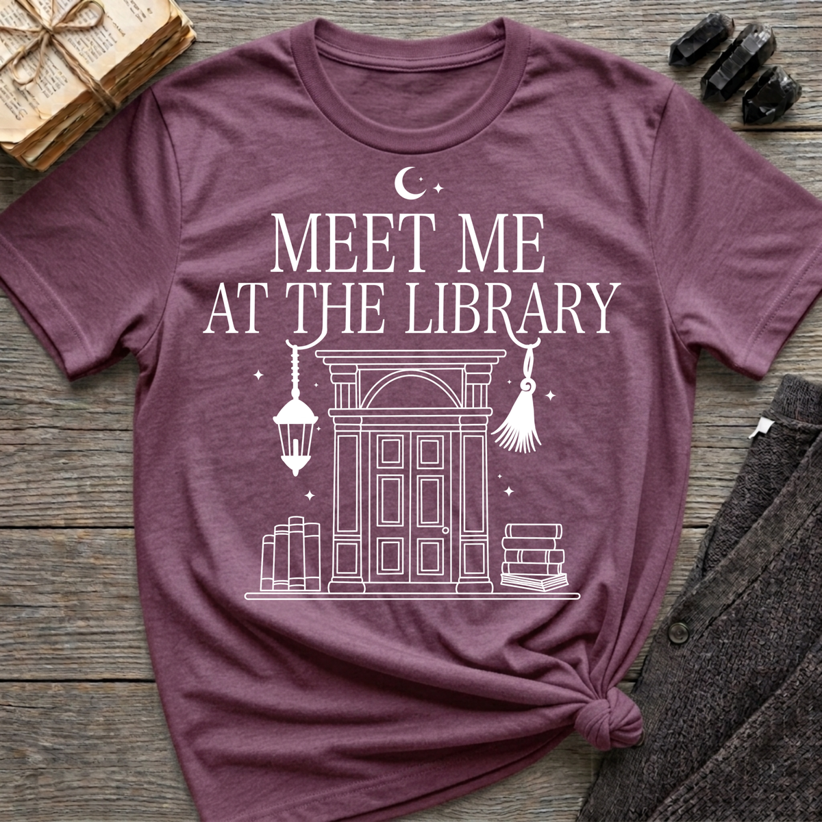 Meet me at the library - Typography T-Shirt