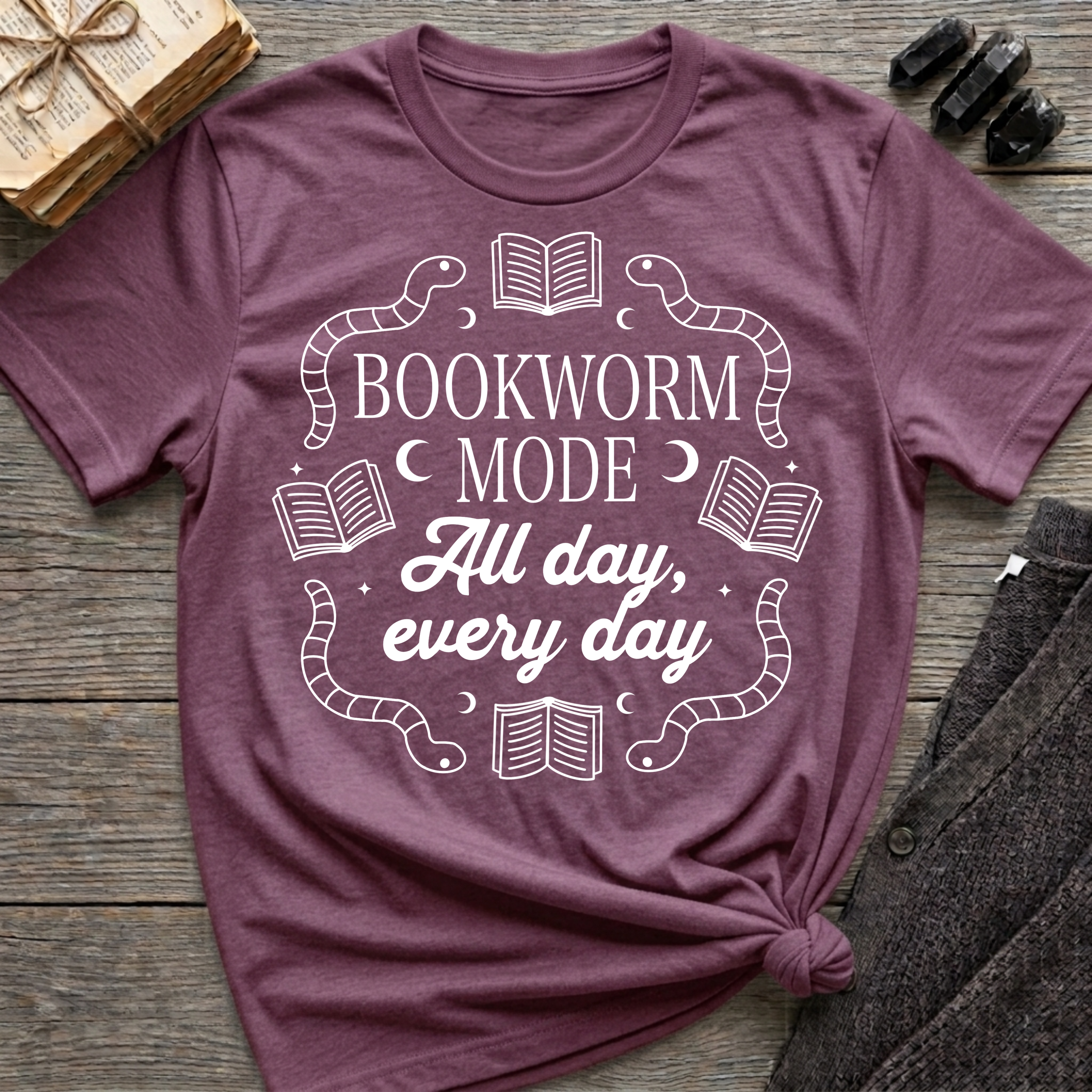 Bookworm Mode - Typography T-Shirt