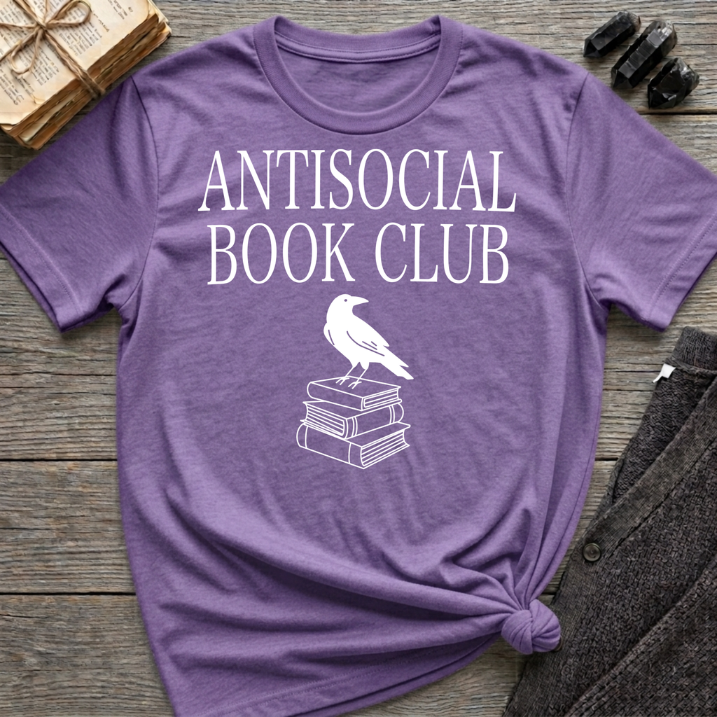Antisocial book club - Crow on books T-Shirt