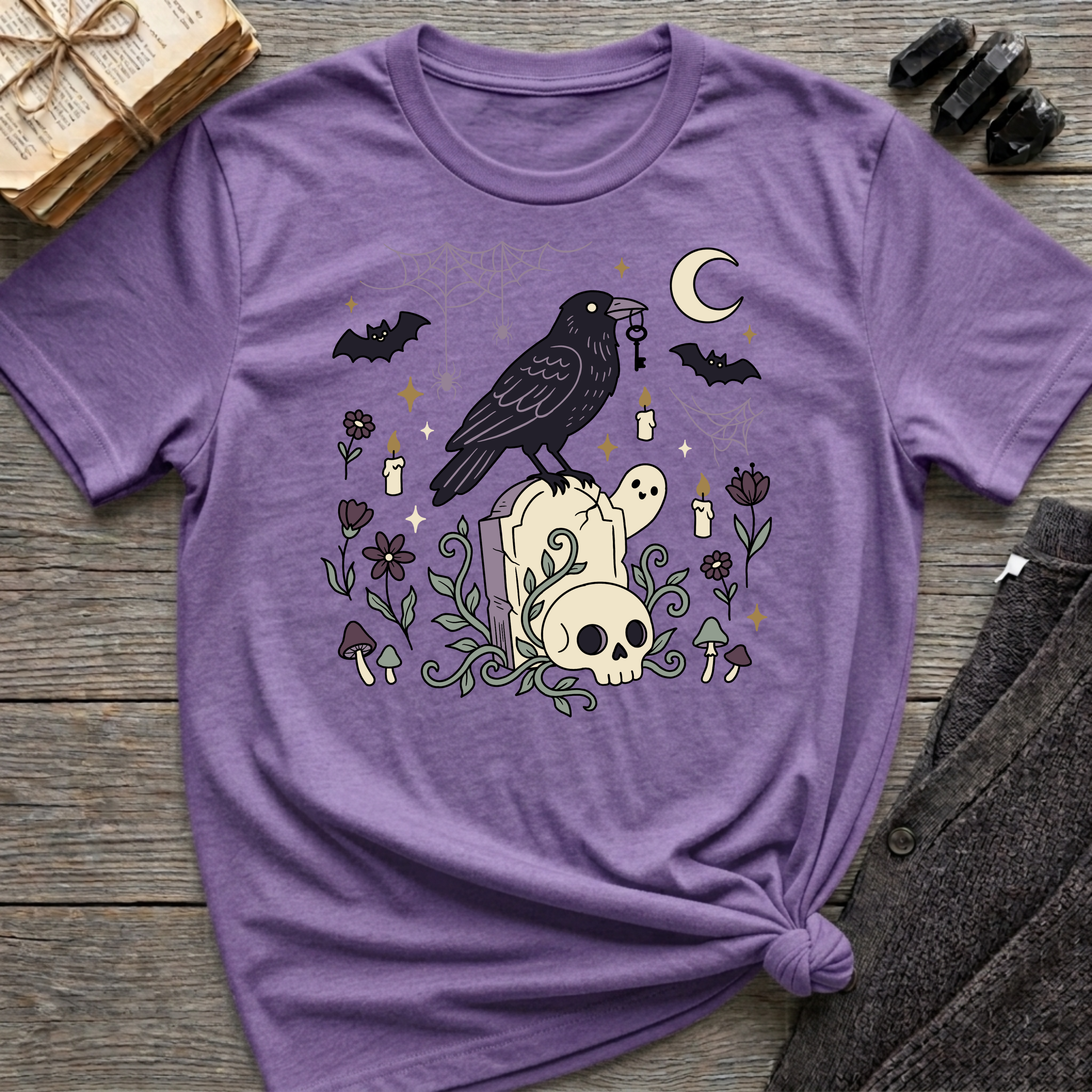 Raven, Skull & Moon - Graphic T-Shirt