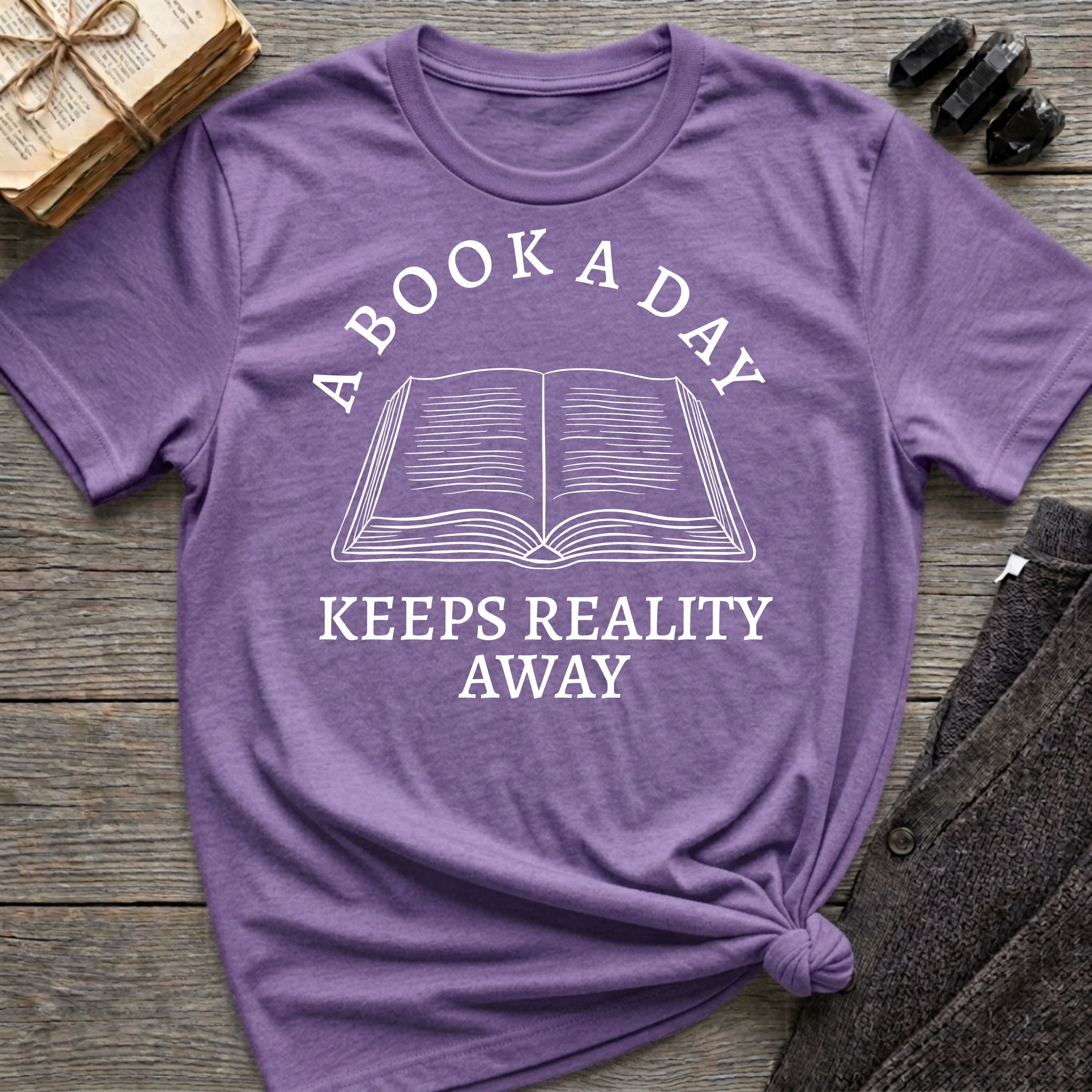 A book a day keeps reality away - Open book T-Shirt