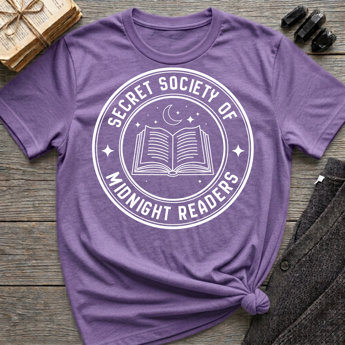 Secret society of midnight readers - Typography T-Shirt