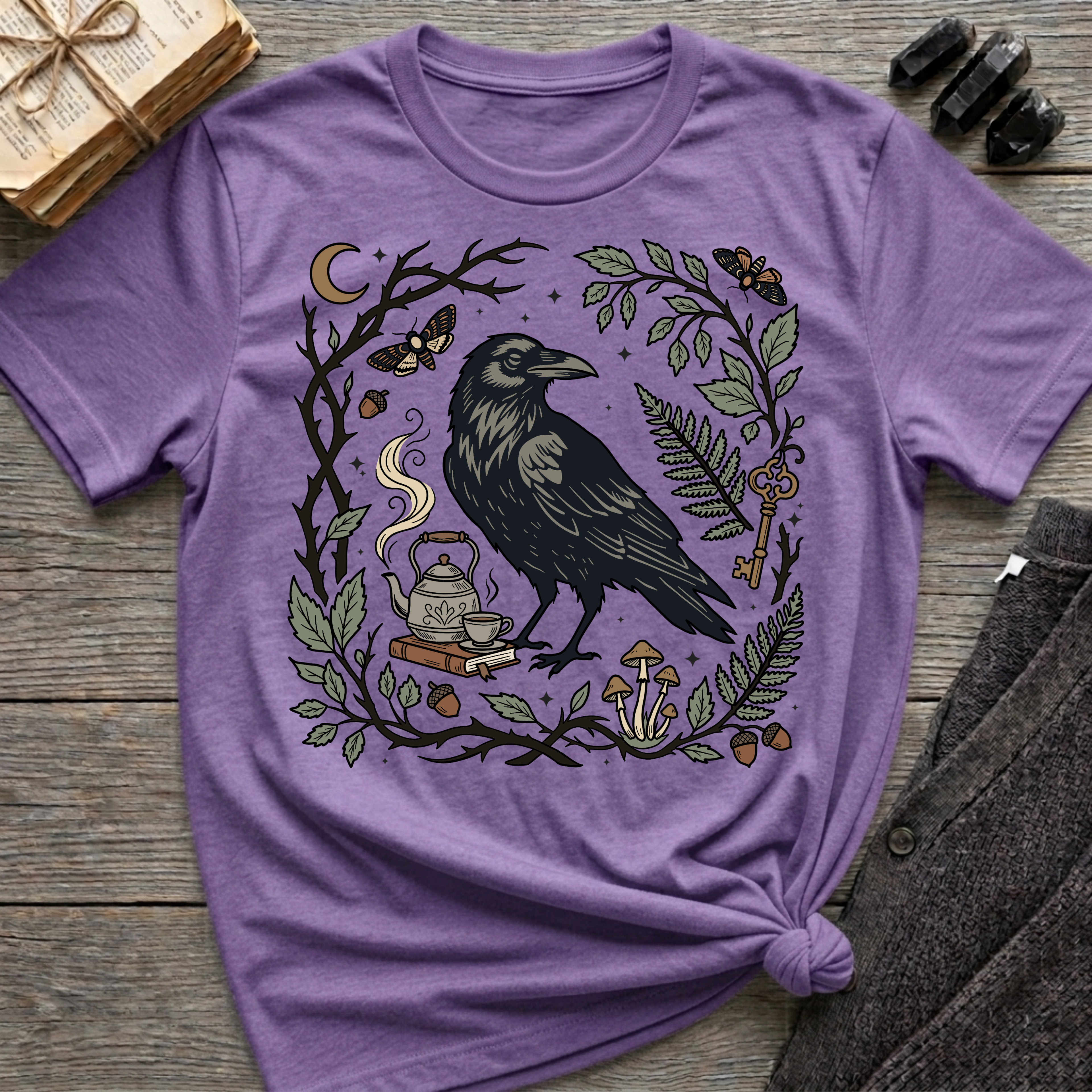 Raven, Tea & Nature - Graphic T-Shirt