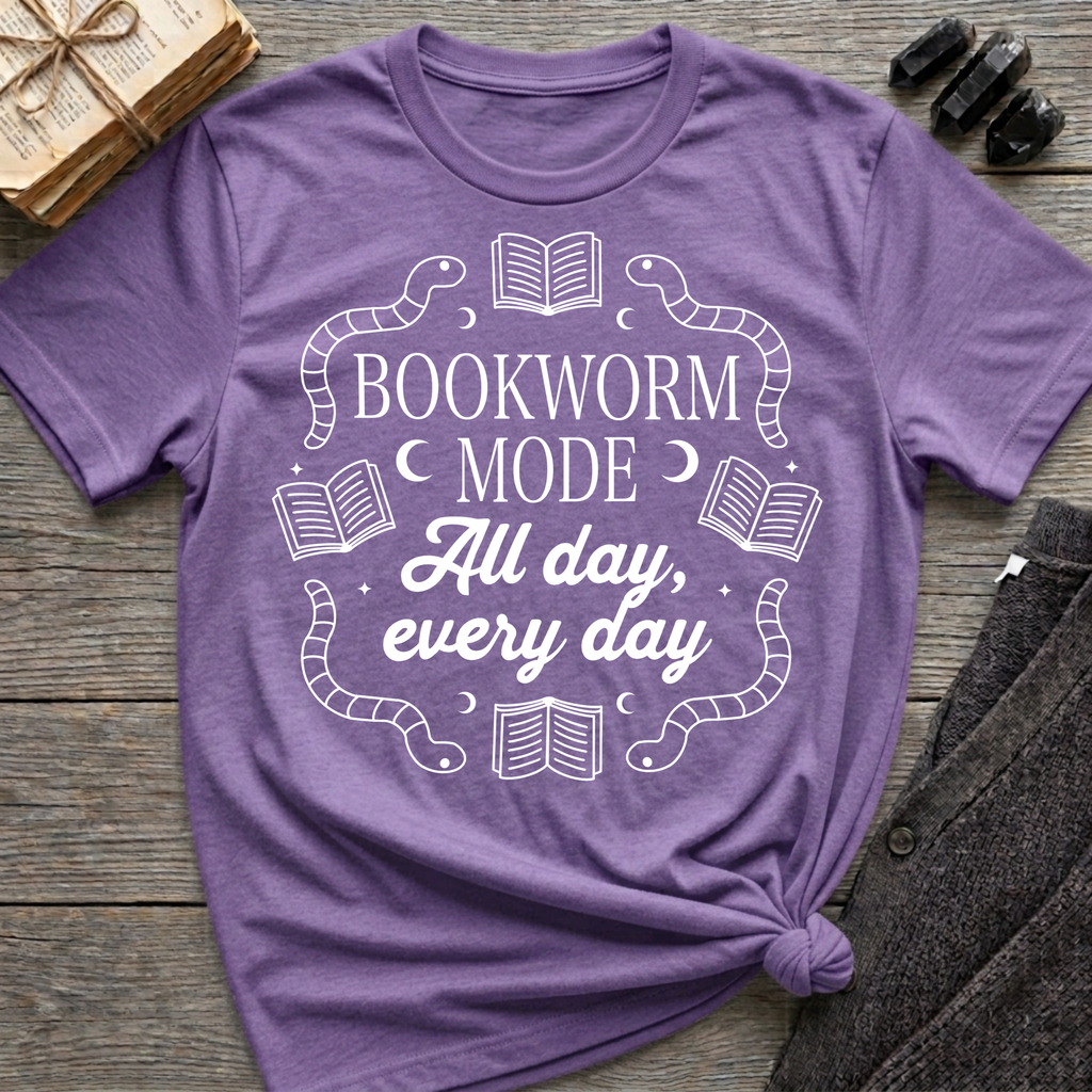 Bookworm Mode - Typography T-Shirt