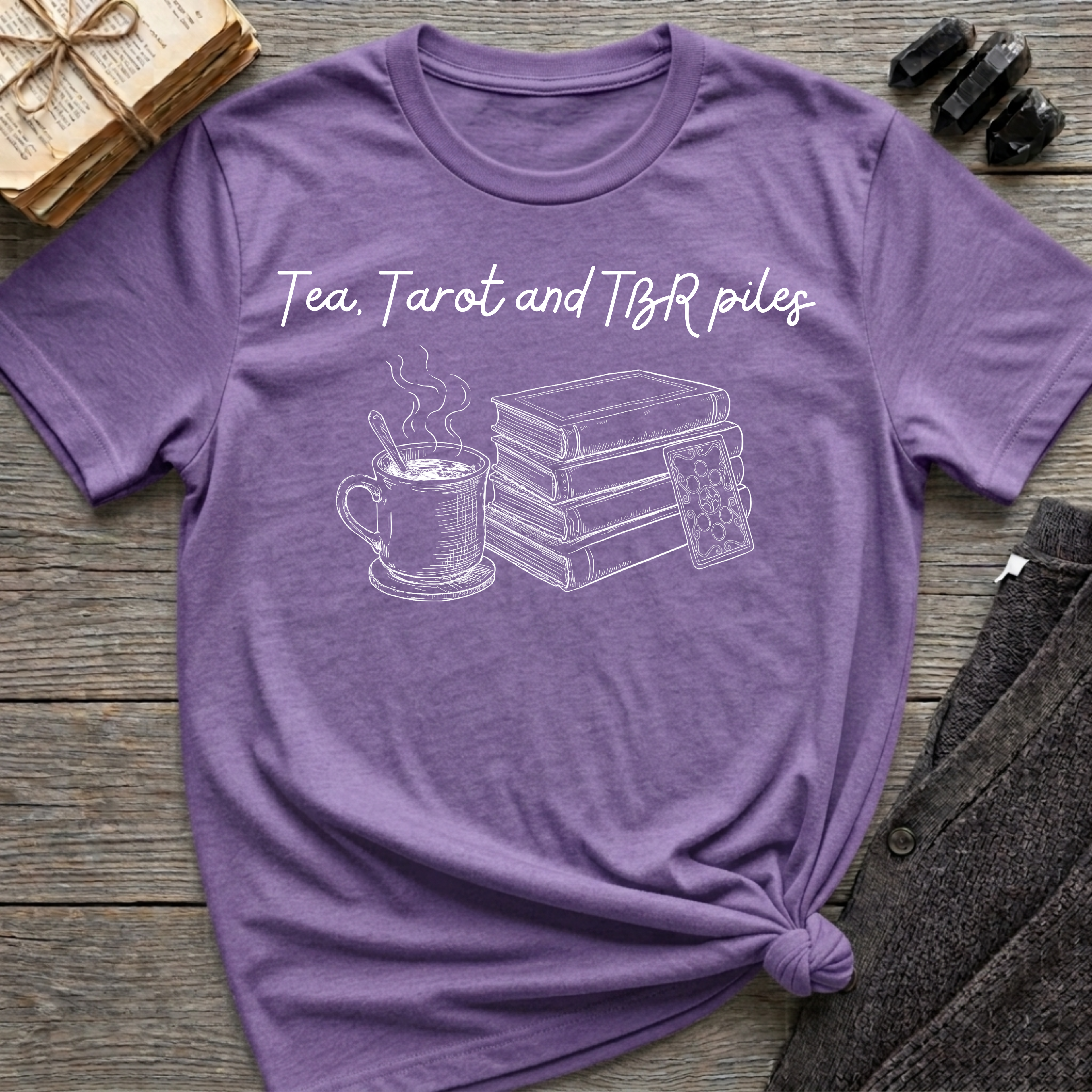 Tea, Tarot and TBR piles - T-Shirt