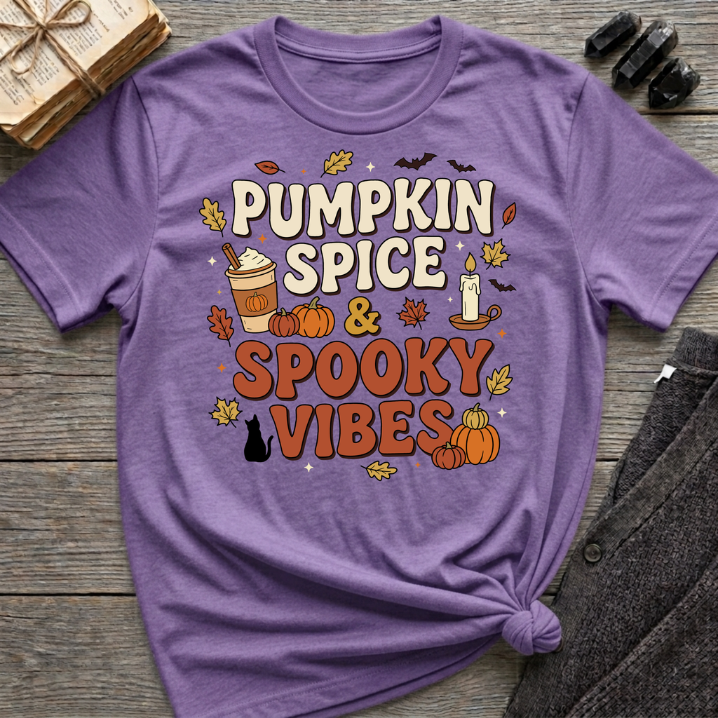 Pumpkin Spice & Spooky Vibes - Graphic T-Shirt