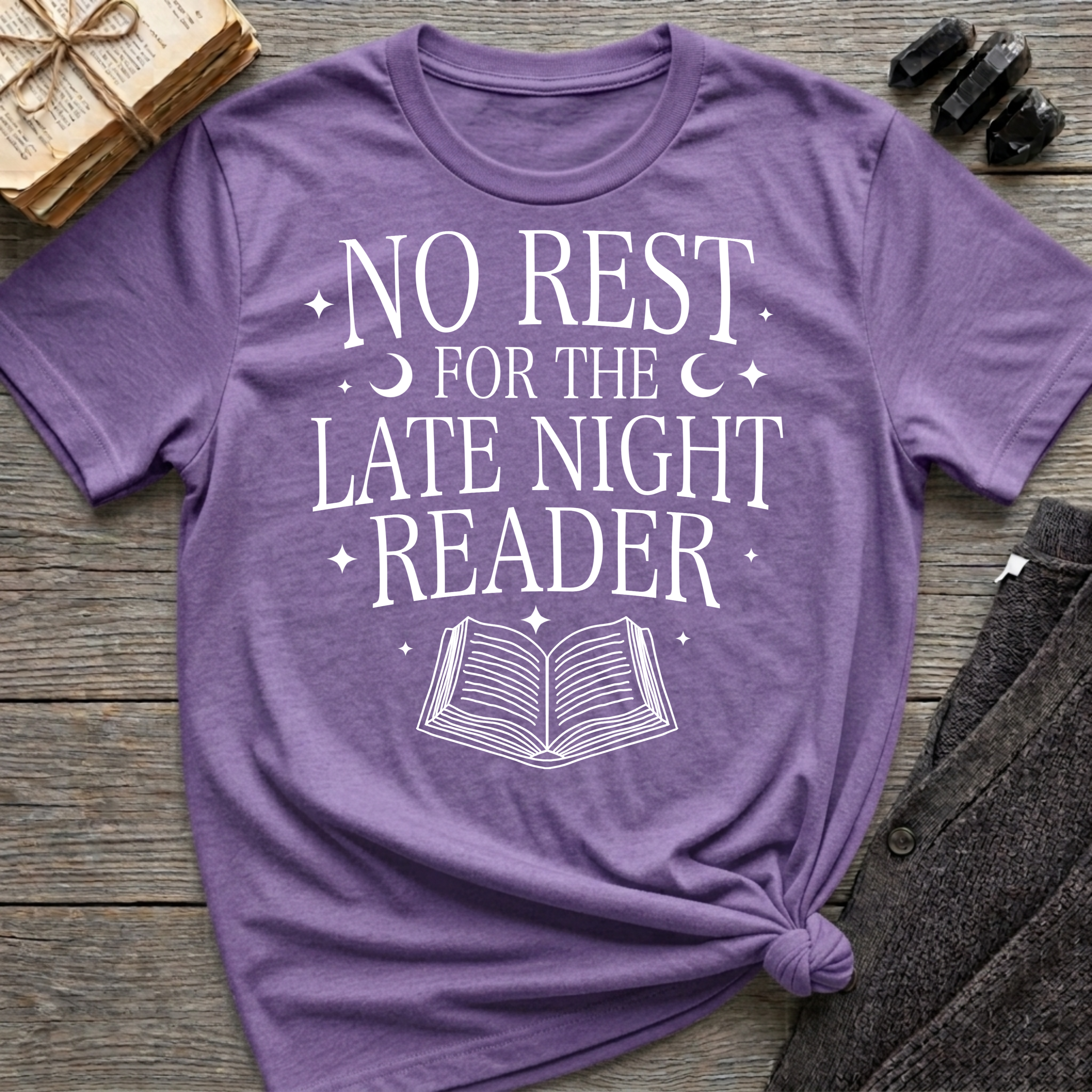 No rest for the late night reader - Typography T-Shirt