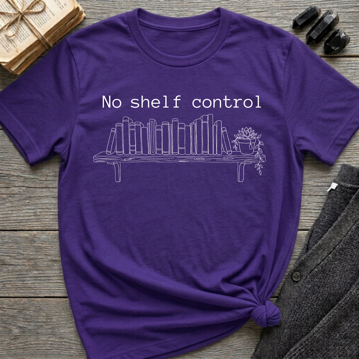 Shelf control is overrated - Book shelf with plant T-Shirt
