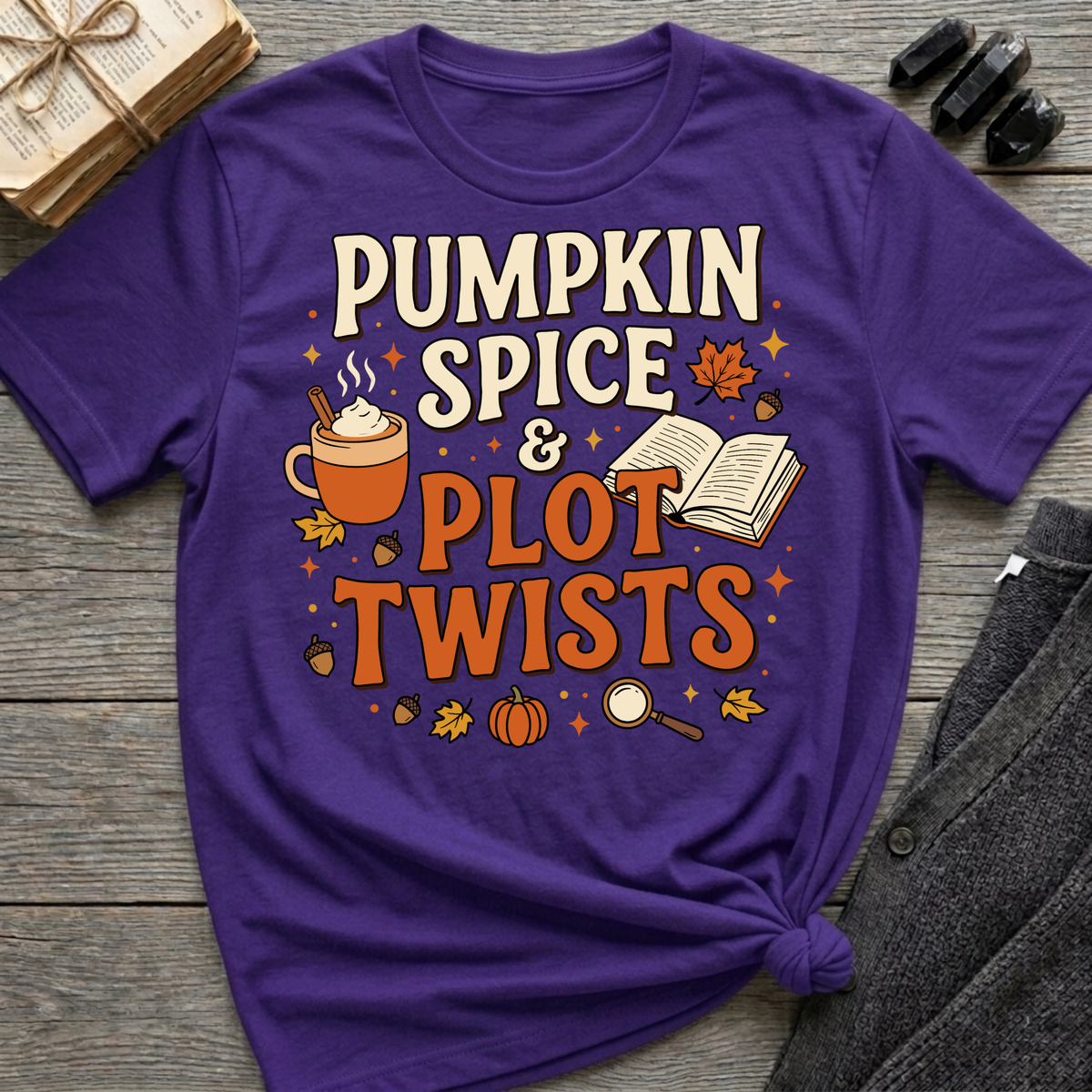 Pumpkin Spice & Plot Twists - Graphic T-Shirt